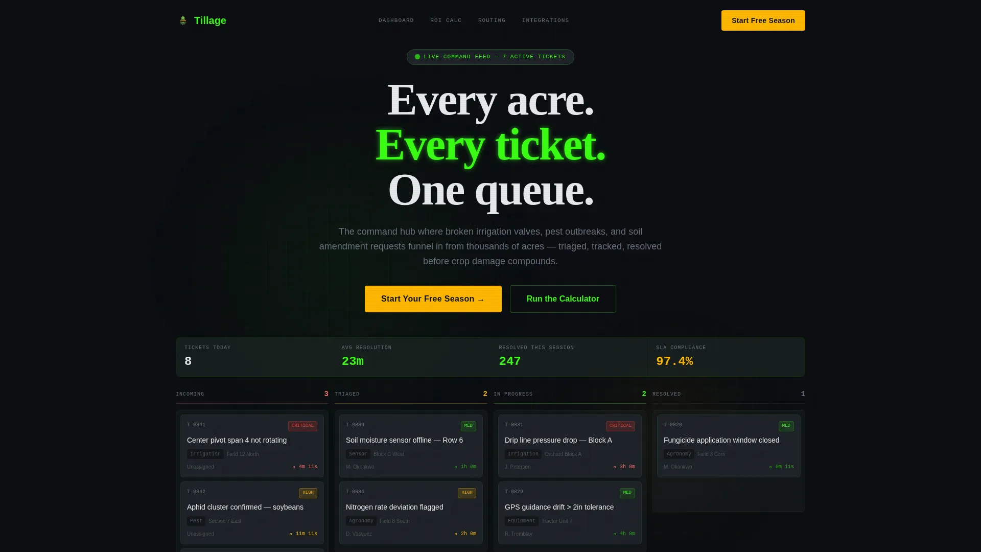 Agriculture Help Desk & Ticketing Landing Page Template