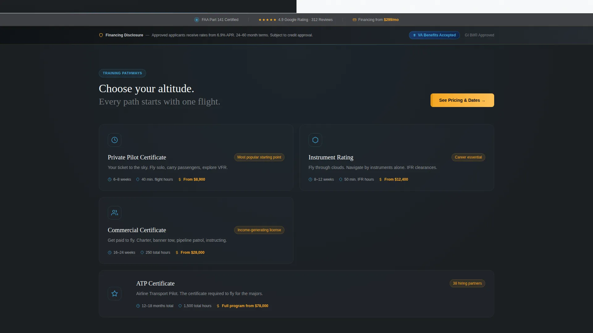 Flight School Marketing Professional Website Template