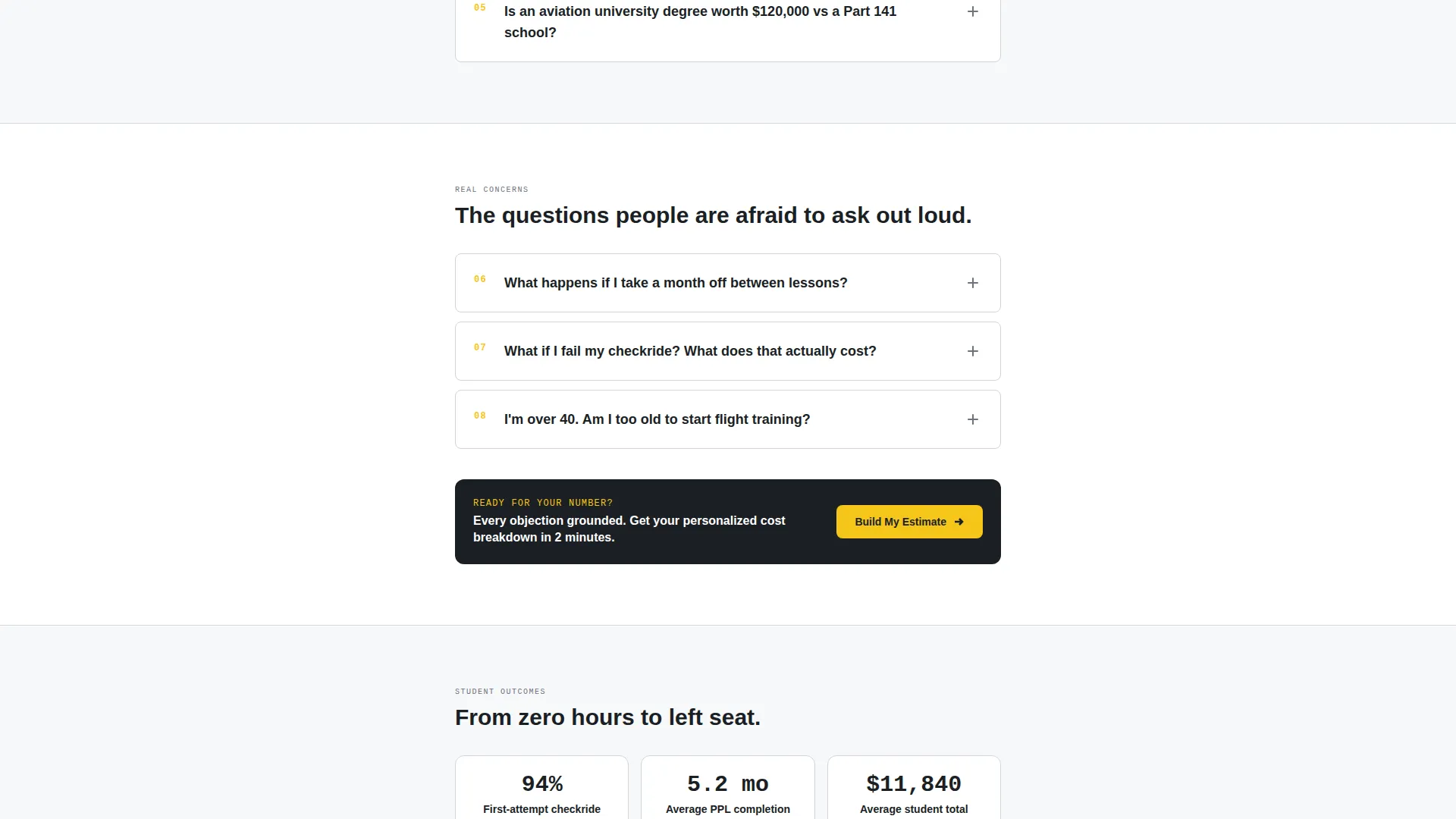 Flight School Marketing FAQ Website Template