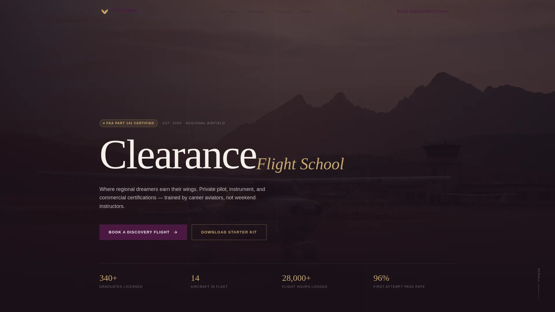 Flight School Marketing Reviews Website Template