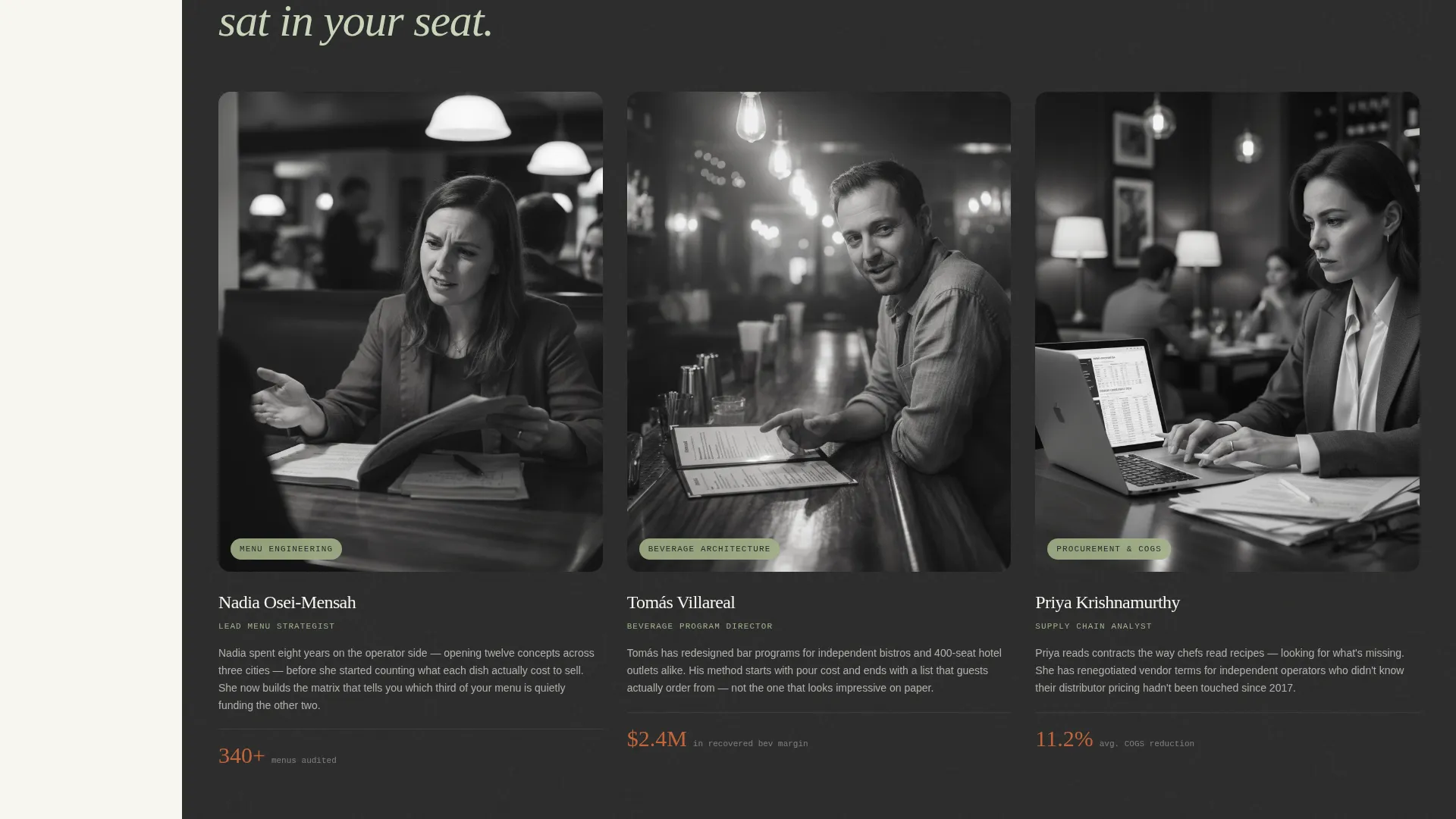Food & Beverage Consulting Specialist Booking Website Template