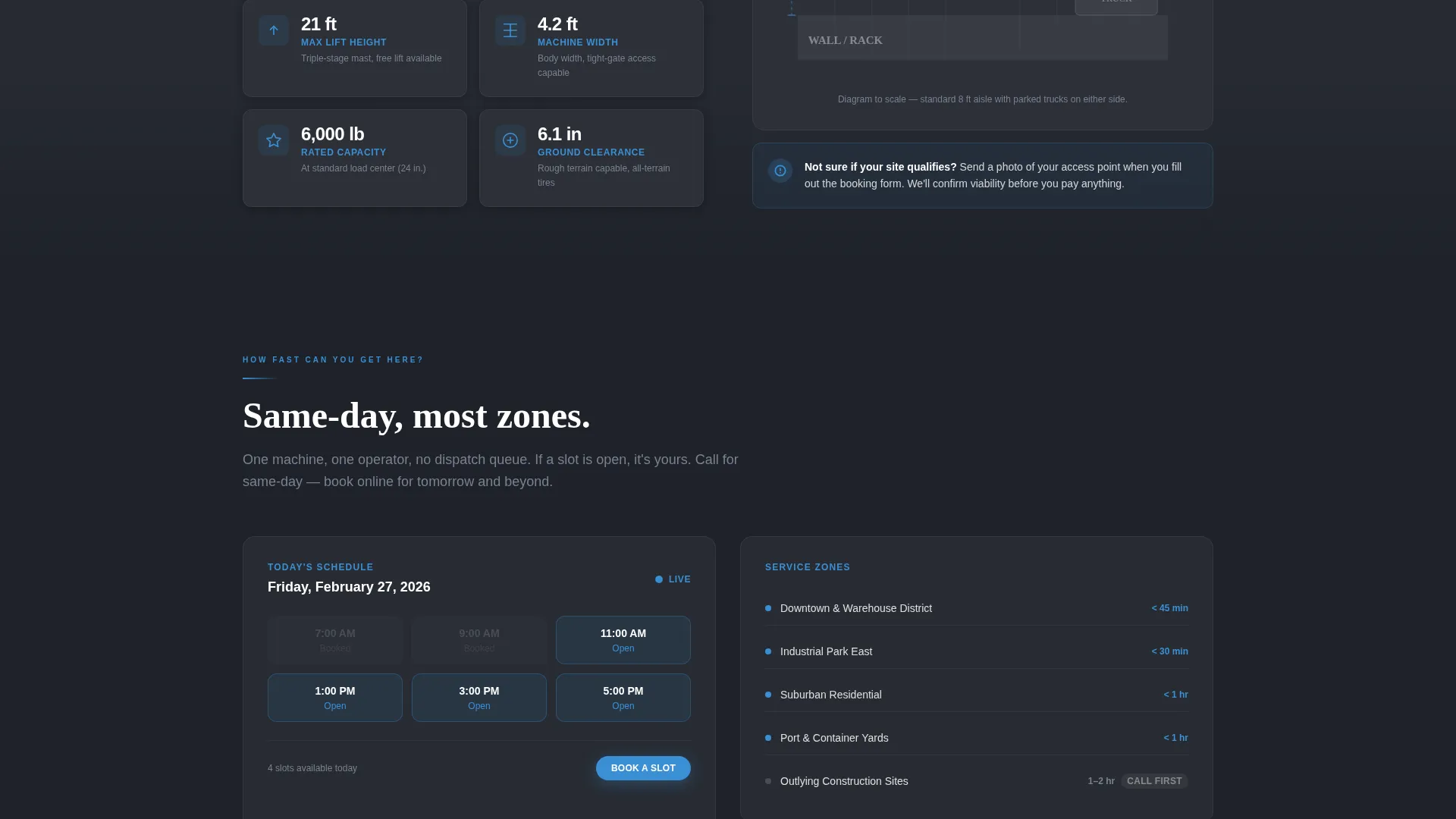 Forklift Operator Booking Website Template