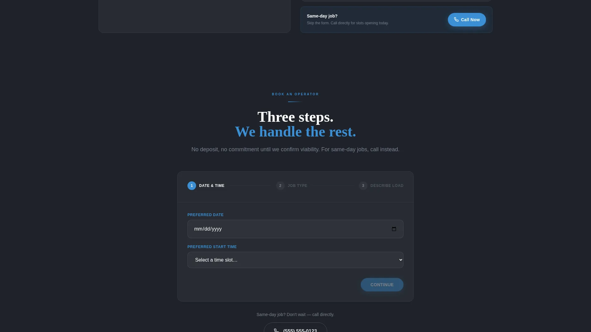 Forklift Operator Booking Website Template