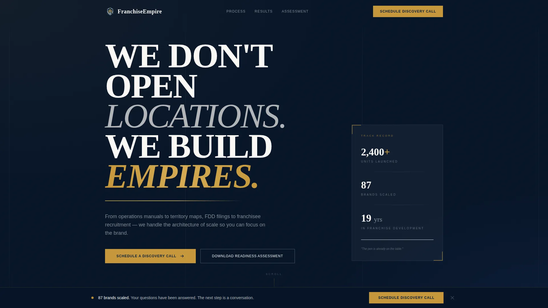 Franchise Consulting FAQ Website Template