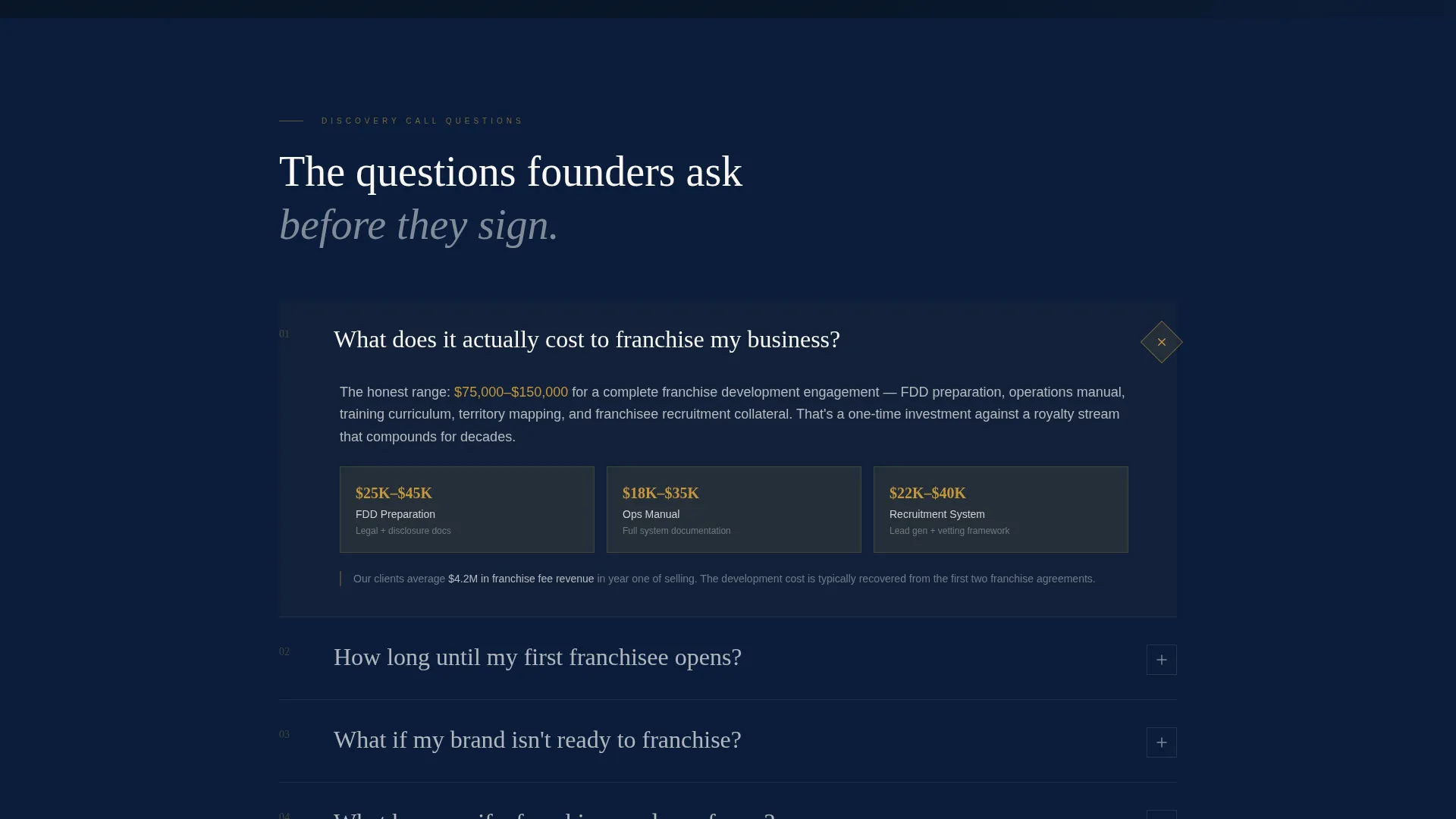 Franchise Consulting FAQ Website Template