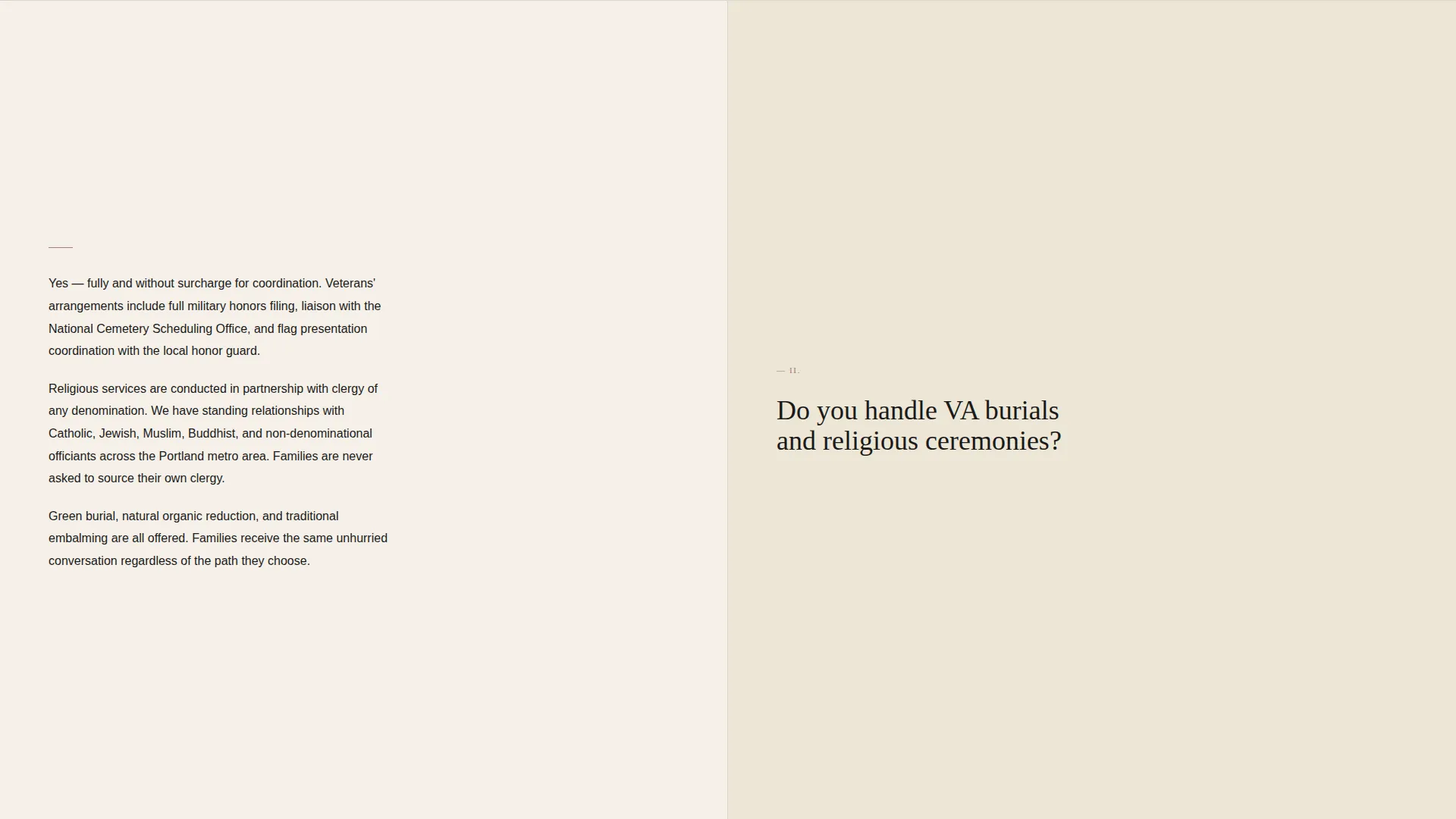 Funeral Director FAQ Website Template