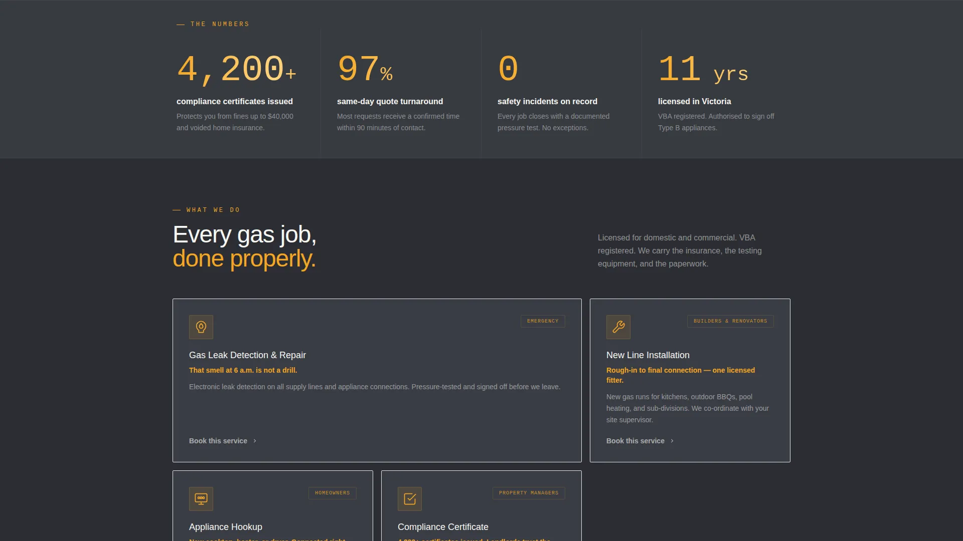 Gas Fitter Business Booking Website Template