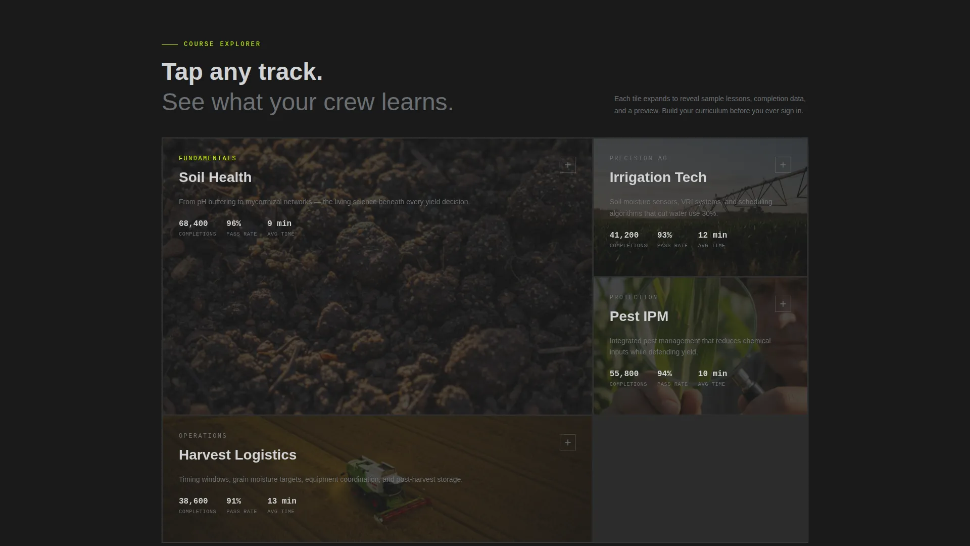 Agriculture LMS Bento Grid Landing Page Template