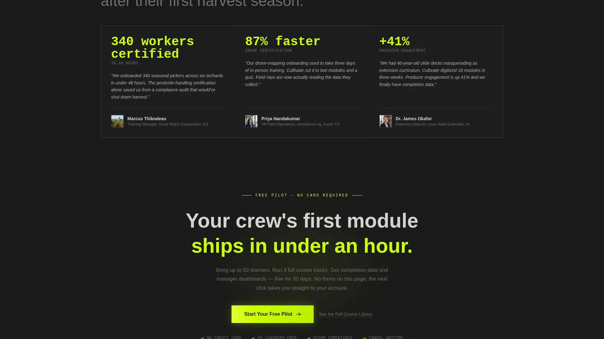 Agriculture LMS Bento Grid Landing Page Template