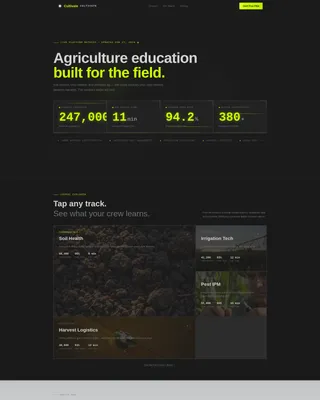 Agriculture LMS Bento Grid Landing Page Template