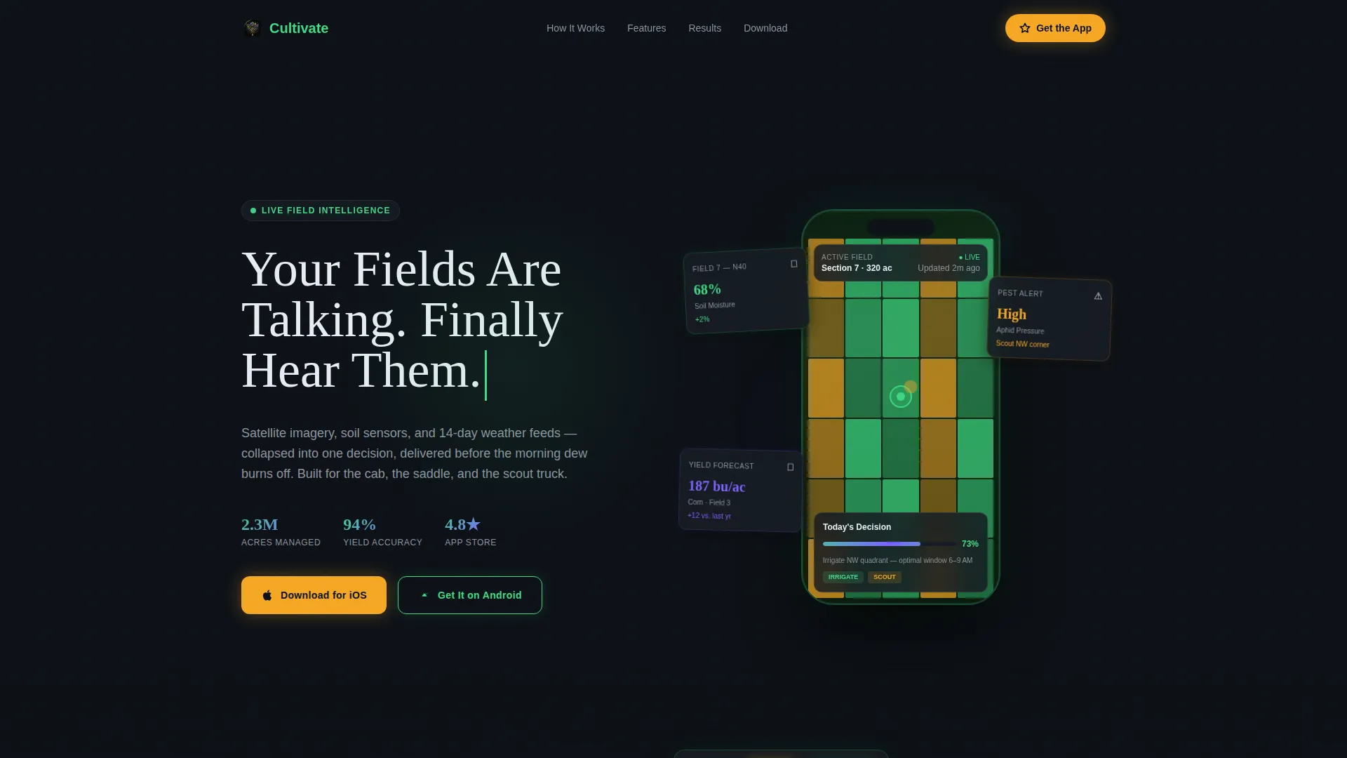 Agriculture Mobile App Landing Page Template