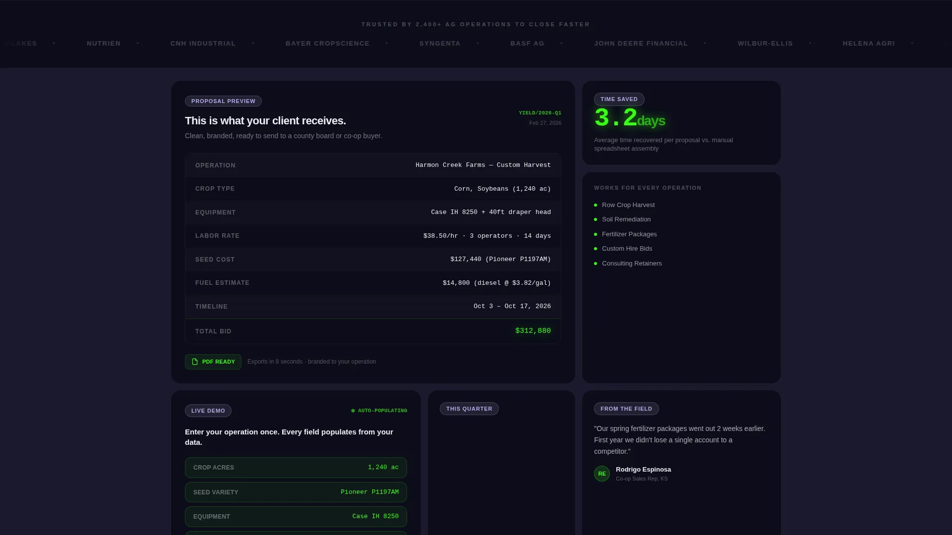 Agriculture Proposal & Quote Landing Page Template
