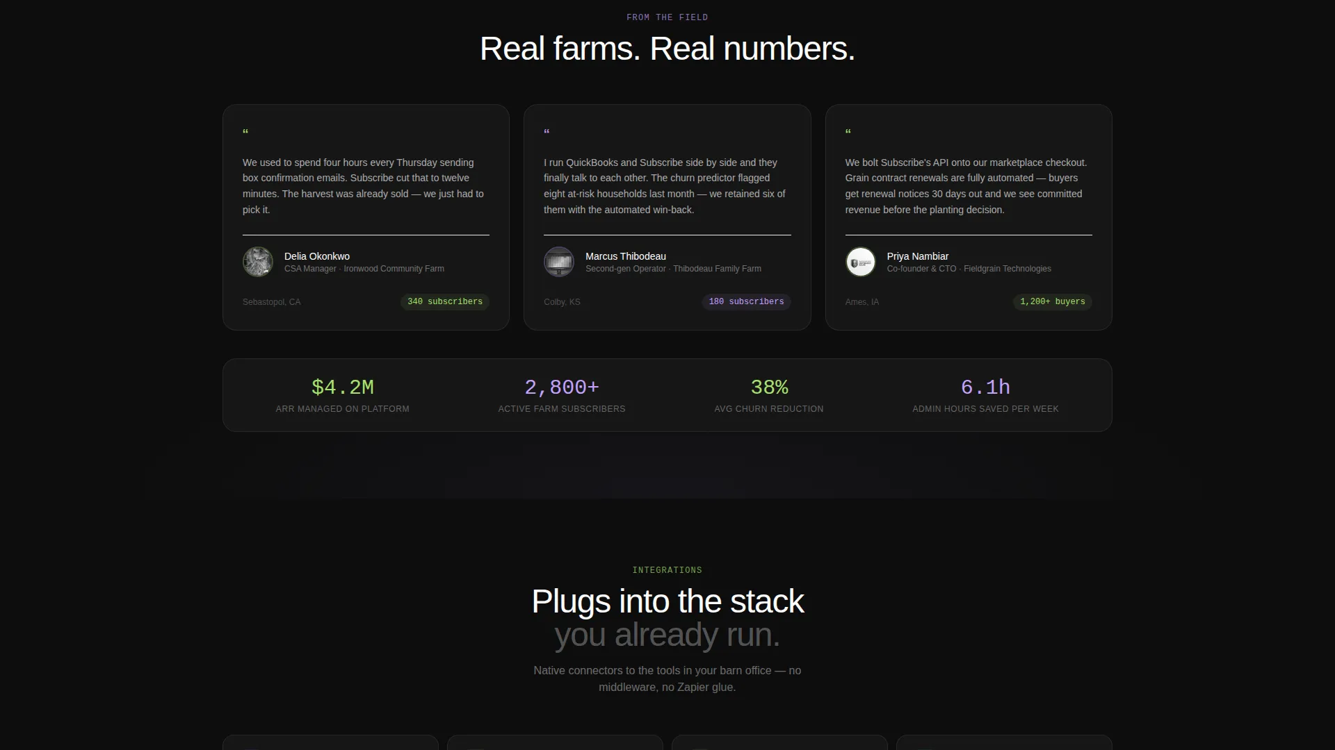 Agriculture Subscription Management Landing Page