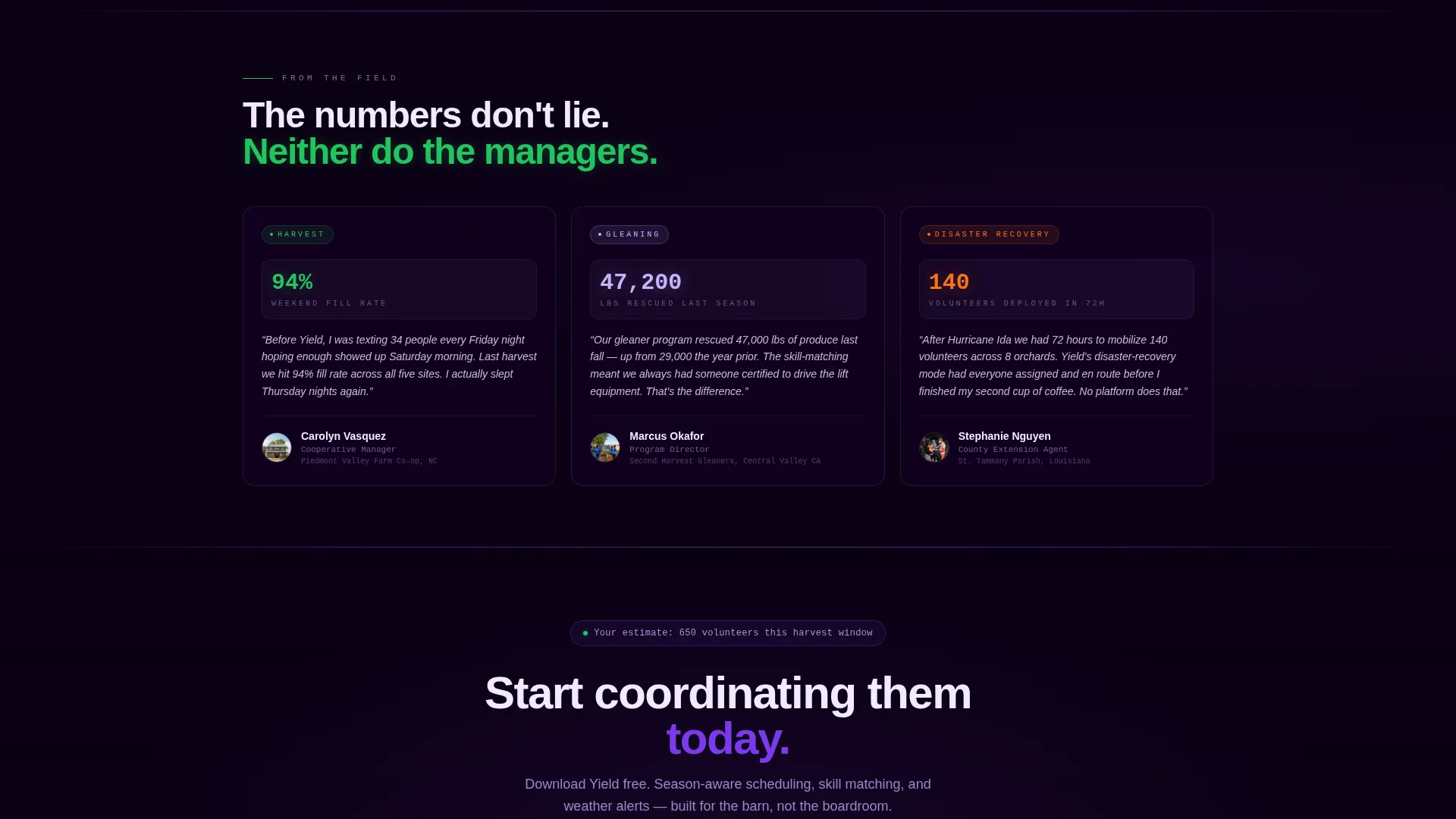 Agriculture Volunteer Management Landing Page Template