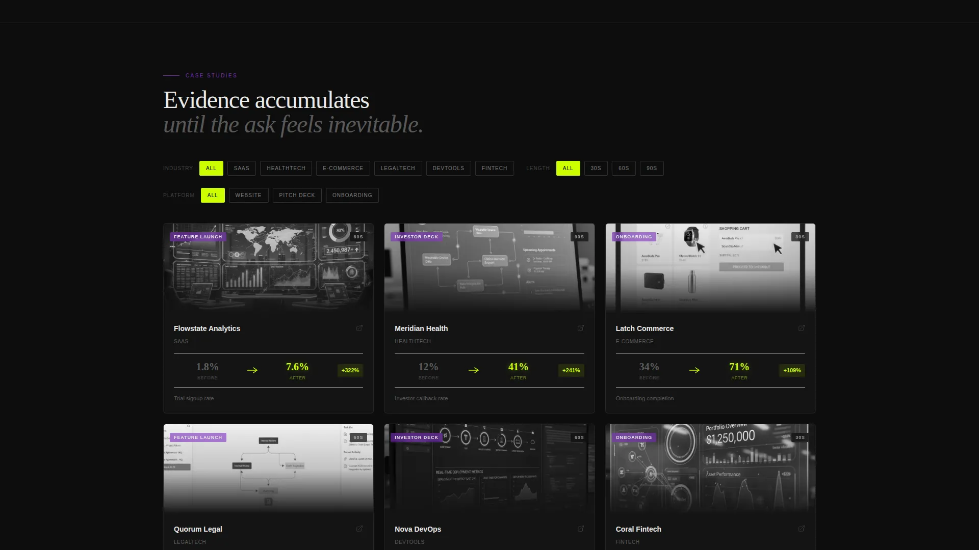 Animated Product Demo Comparison Landing Page