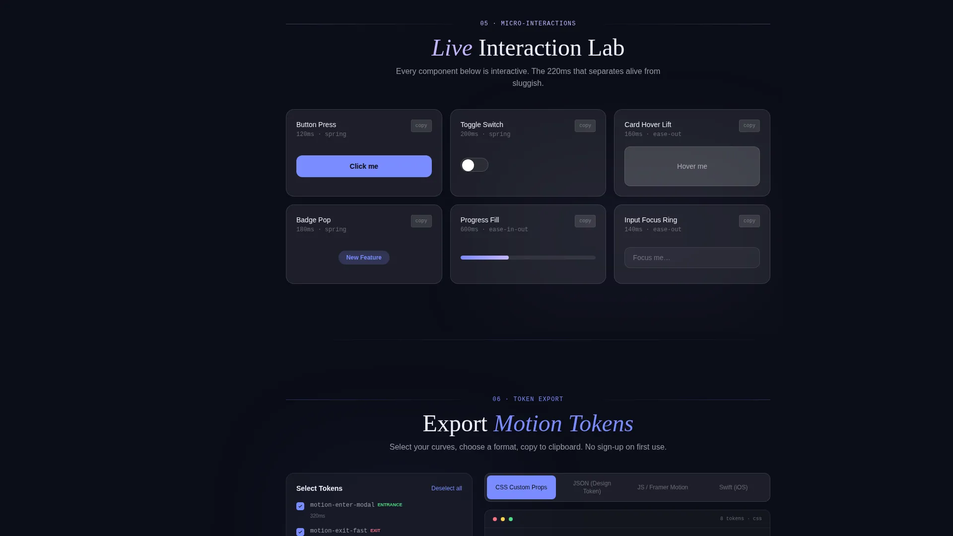 Animation & Motion Design Reference Landing Page