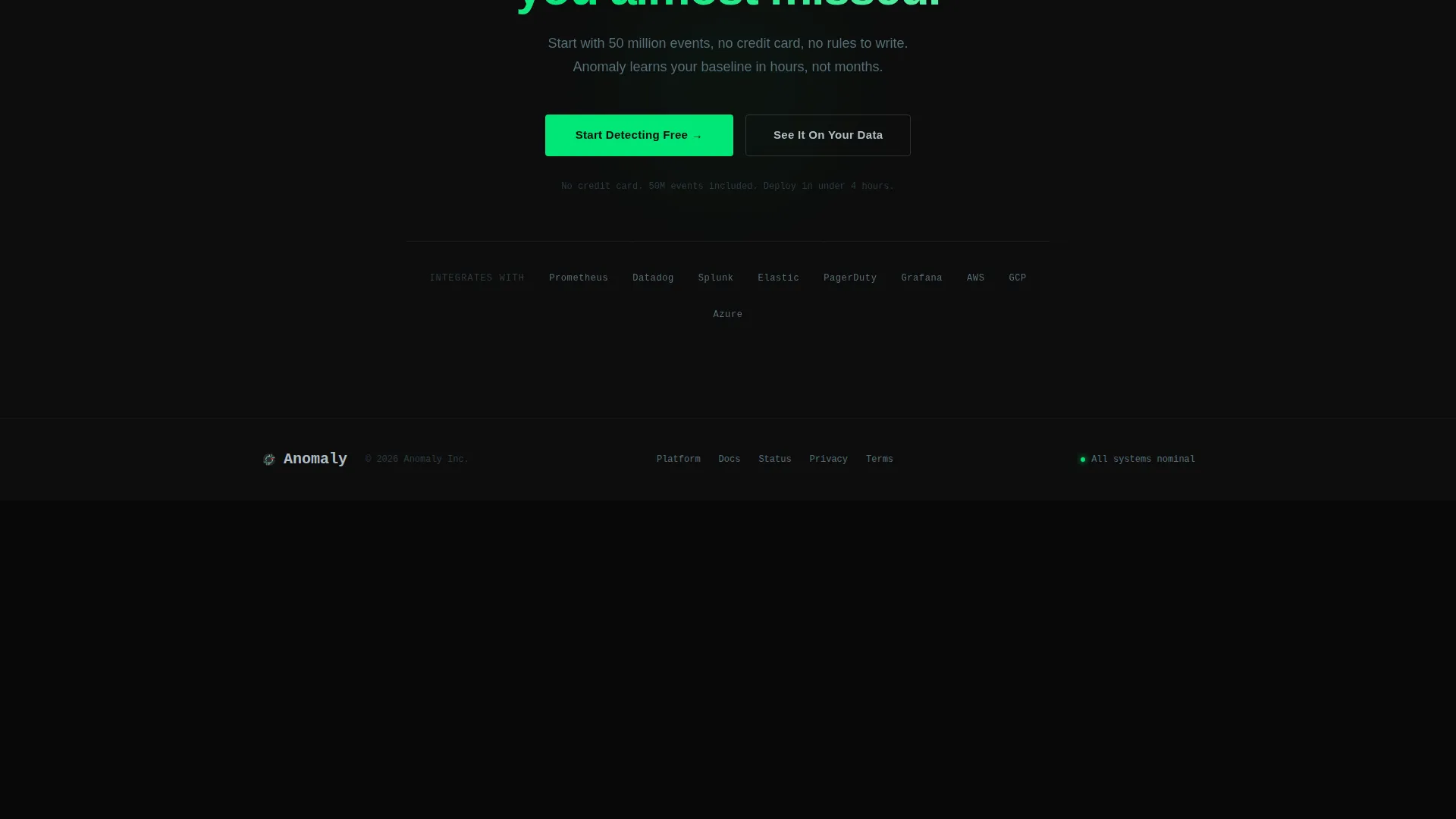 Detection Landing Page Template for Technical Platforms