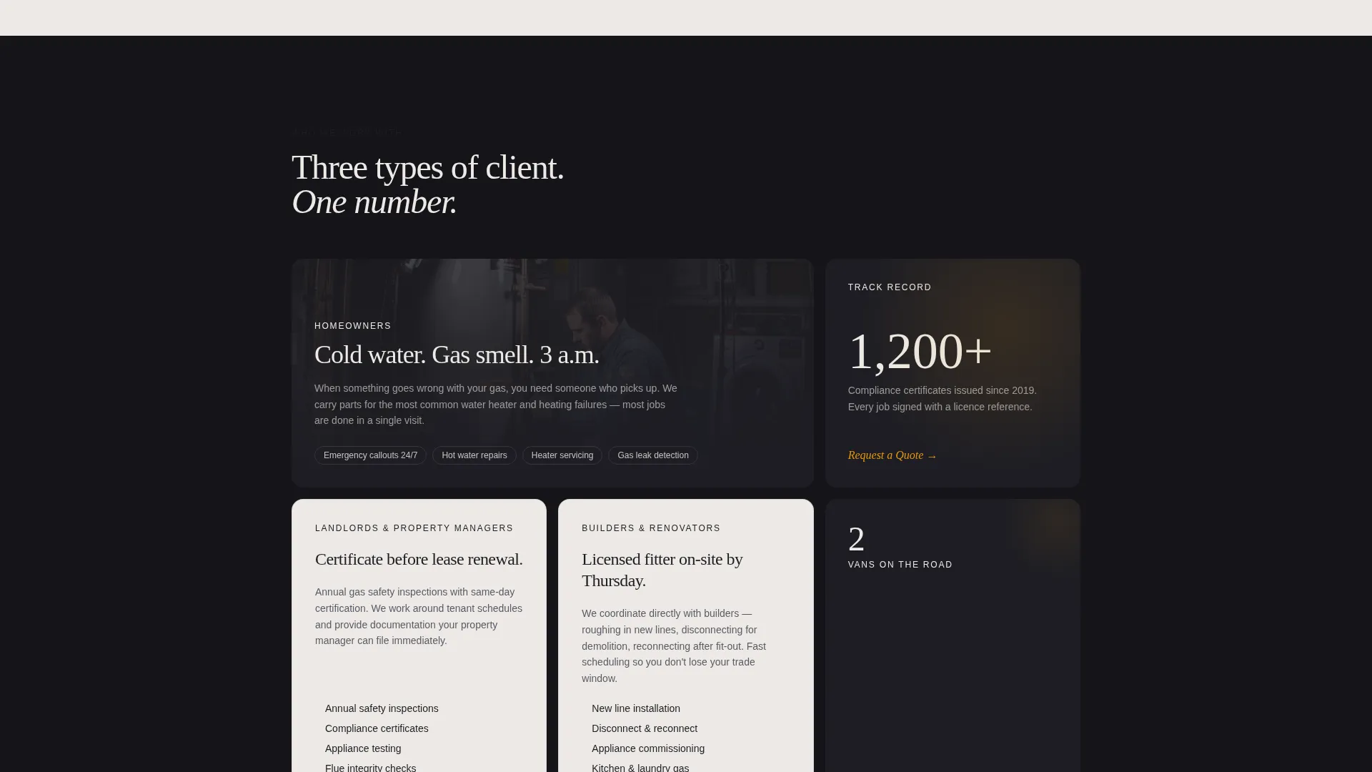 Gas Fitter Business Specialist Booking Website Template