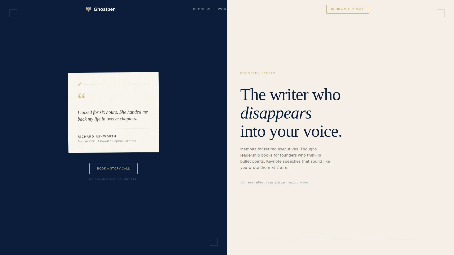 Ghostwriter Landing Page Template for Solo Studios