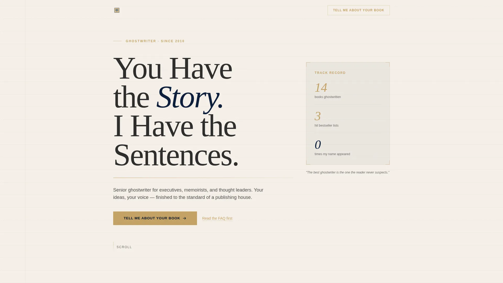 Ghostwriter FAQ & Lead Generation Landing Page