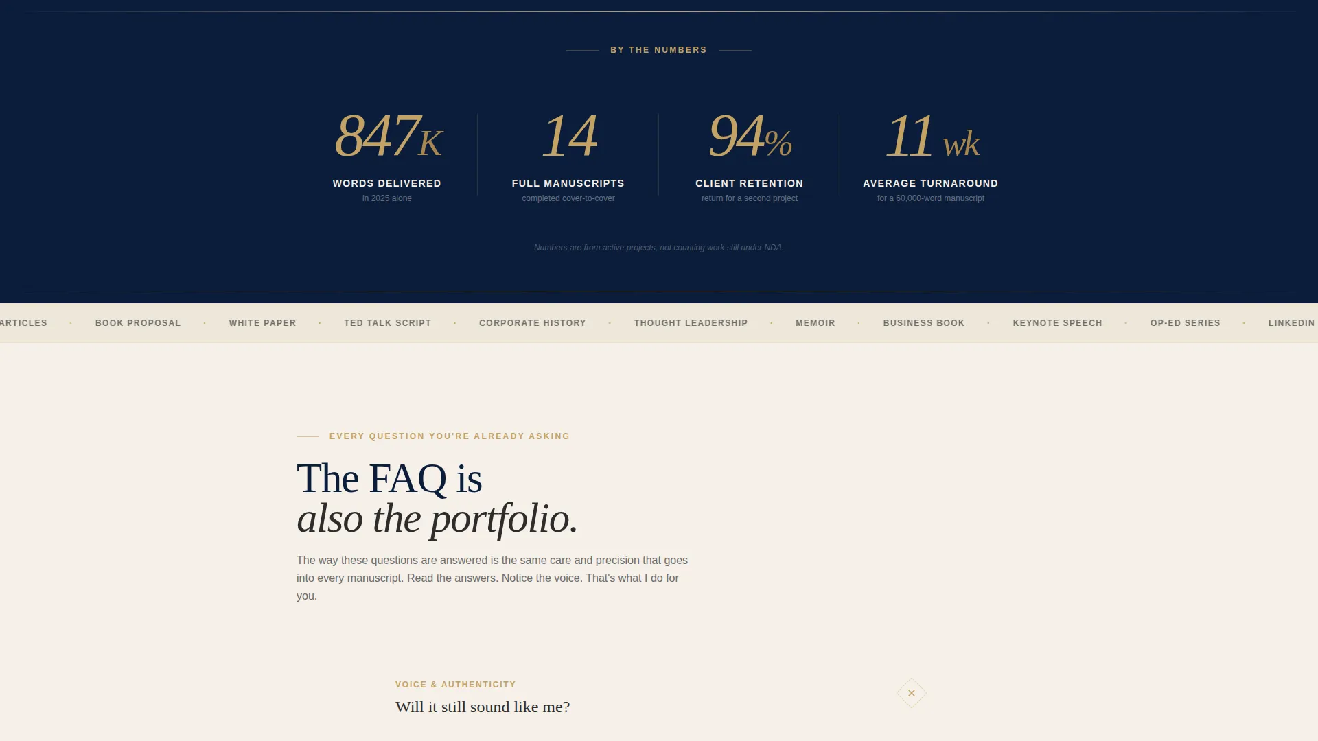 Ghostwriter FAQ & Lead Generation Landing Page