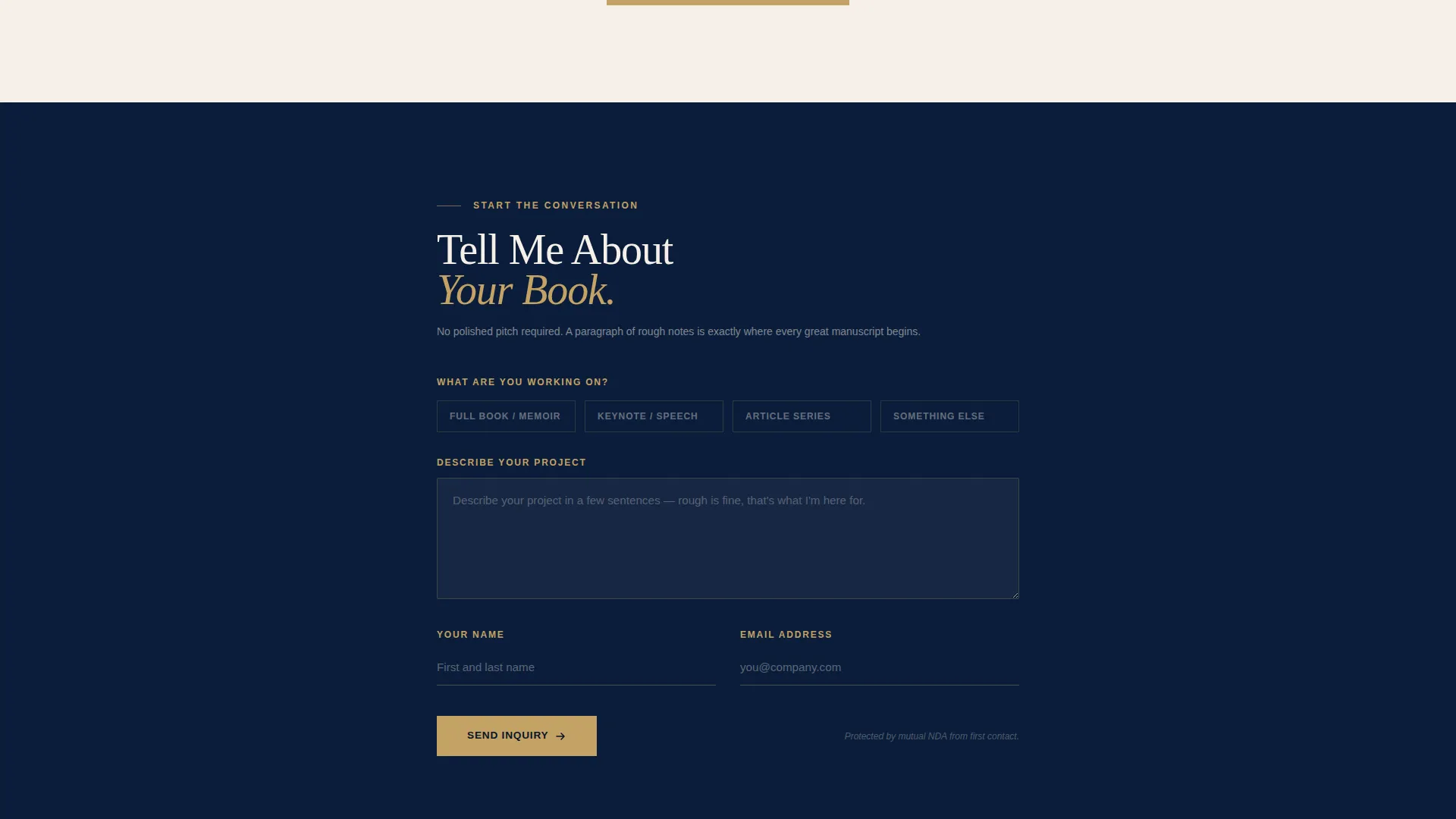 Ghostwriter FAQ & Lead Generation Landing Page
