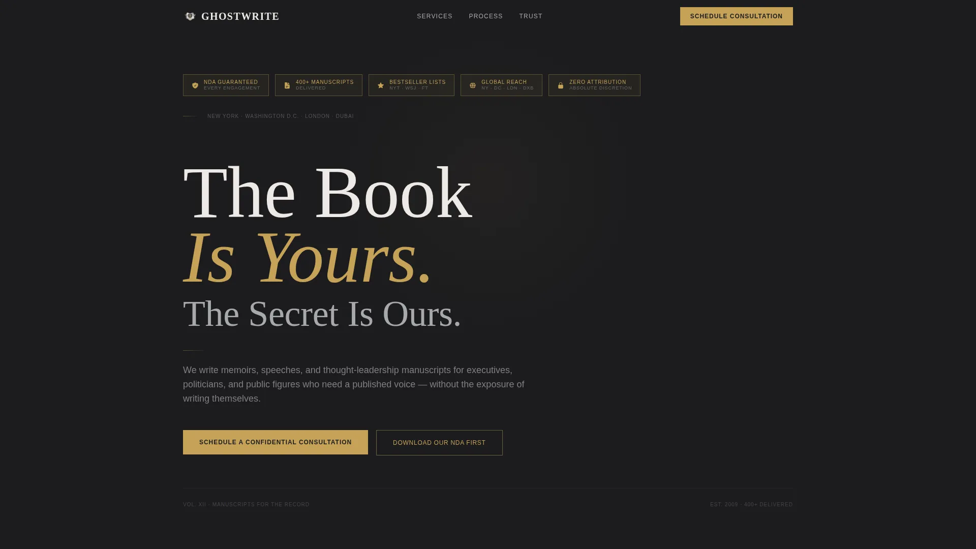 Confidential Ghostwriting Landing Page Template