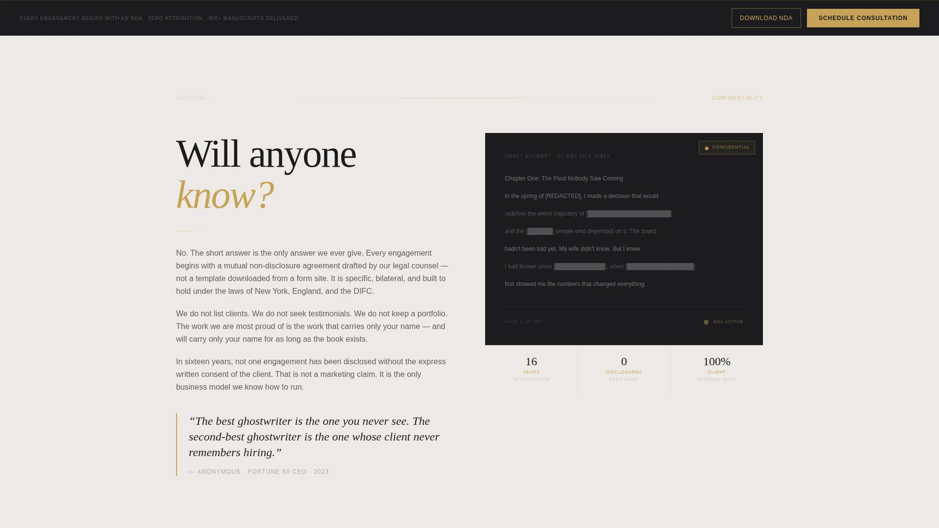 Confidential Ghostwriting Landing Page Template