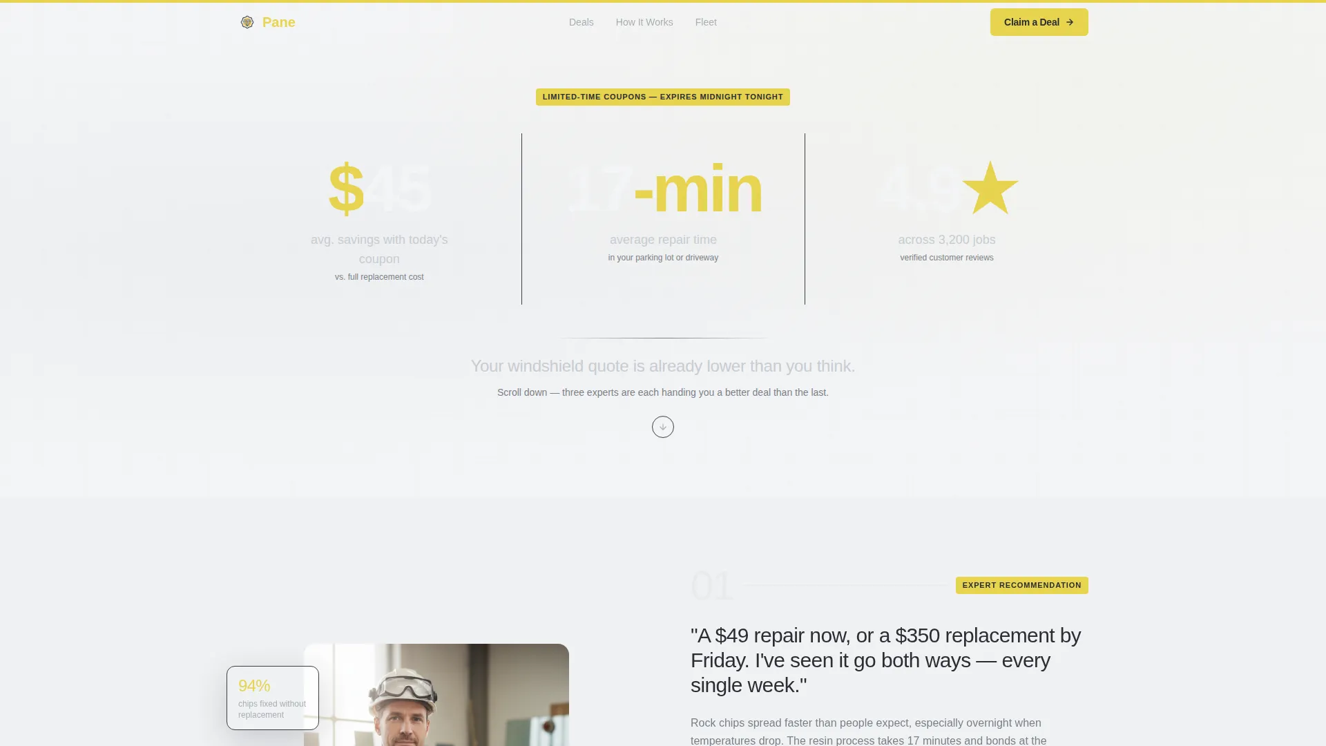 Glass Repair Marketing Booking Website Template