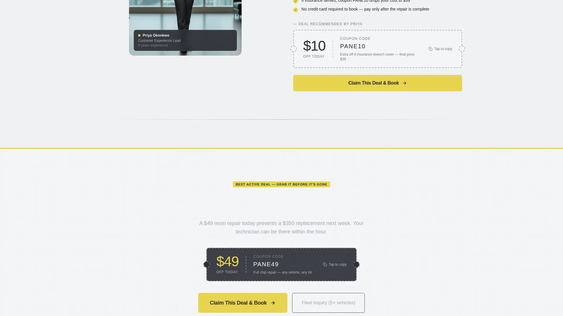 Glass Repair Marketing Booking Website Template