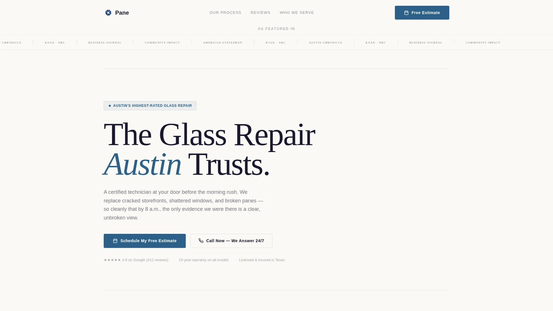 Glass Repair Marketing Specialist Professional Website Template