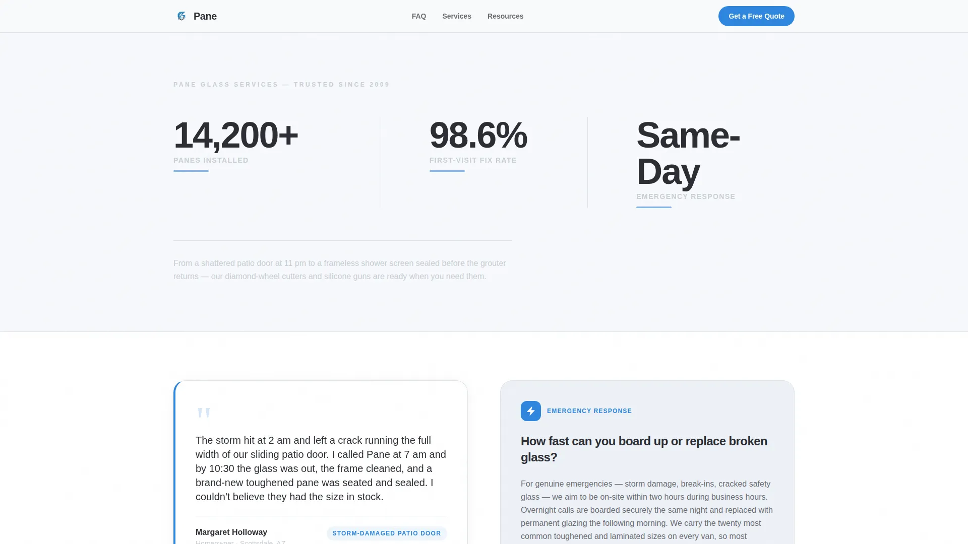 Glazier FAQ & Lead Generation Landing Page Template