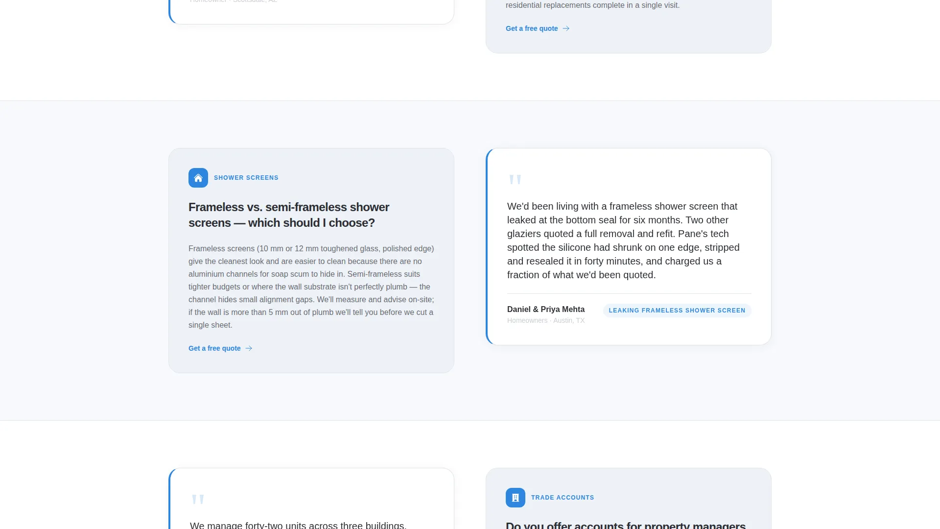 Glazier FAQ & Lead Generation Landing Page Template