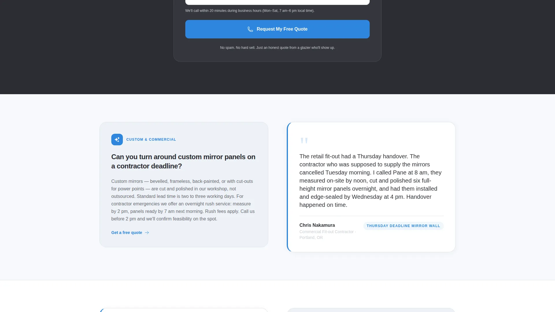 Glazier FAQ & Lead Generation Landing Page Template