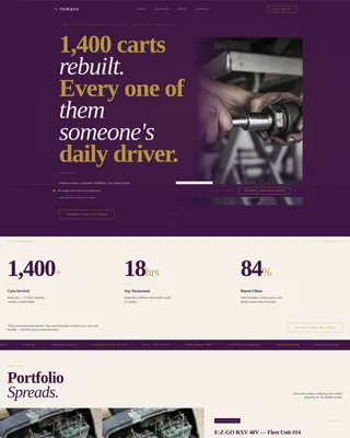 Editorial Golf Cart Mechanic Portfolio Landing Page
