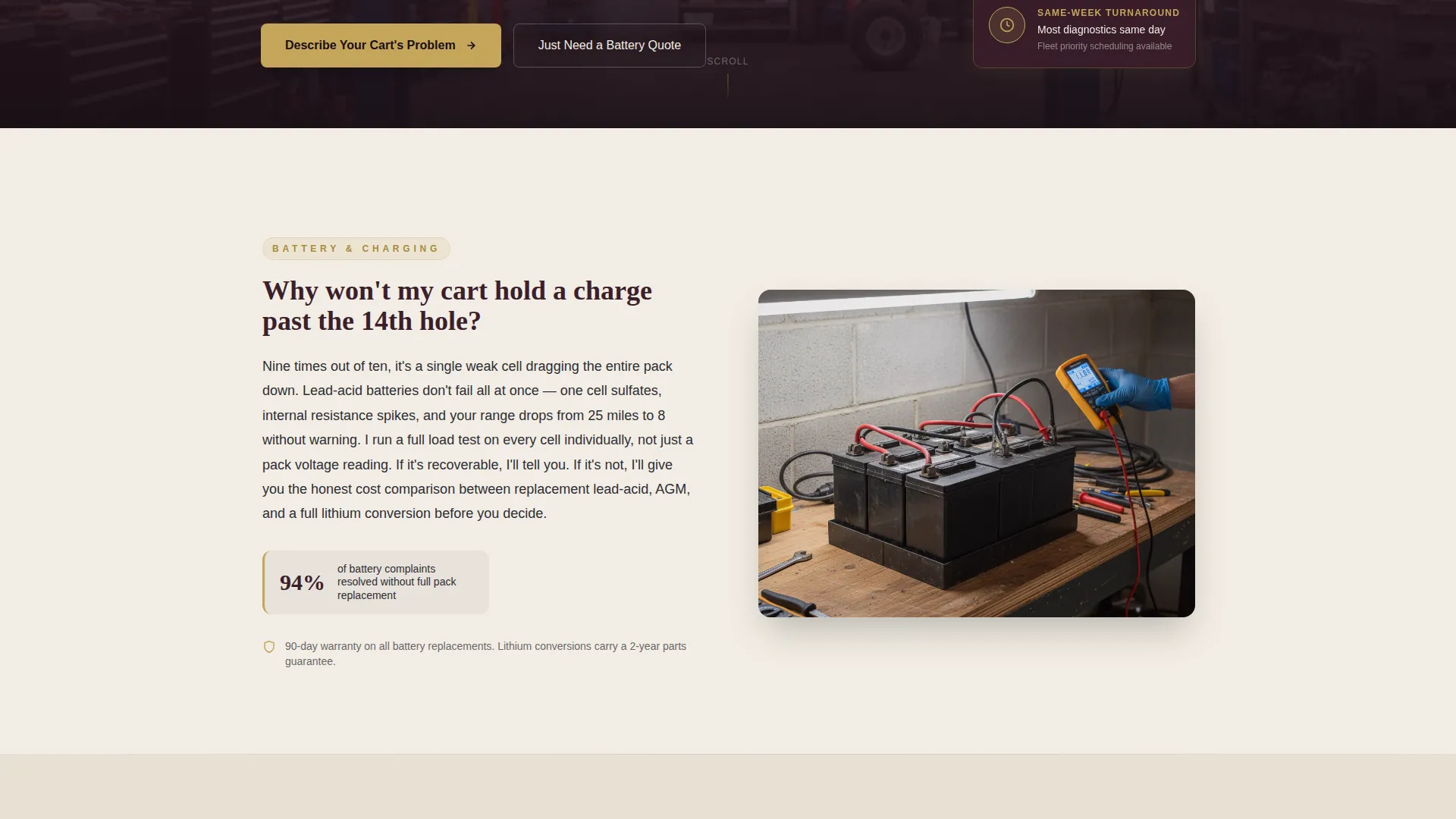 Golf Cart Mechanic Business FAQ Website Template