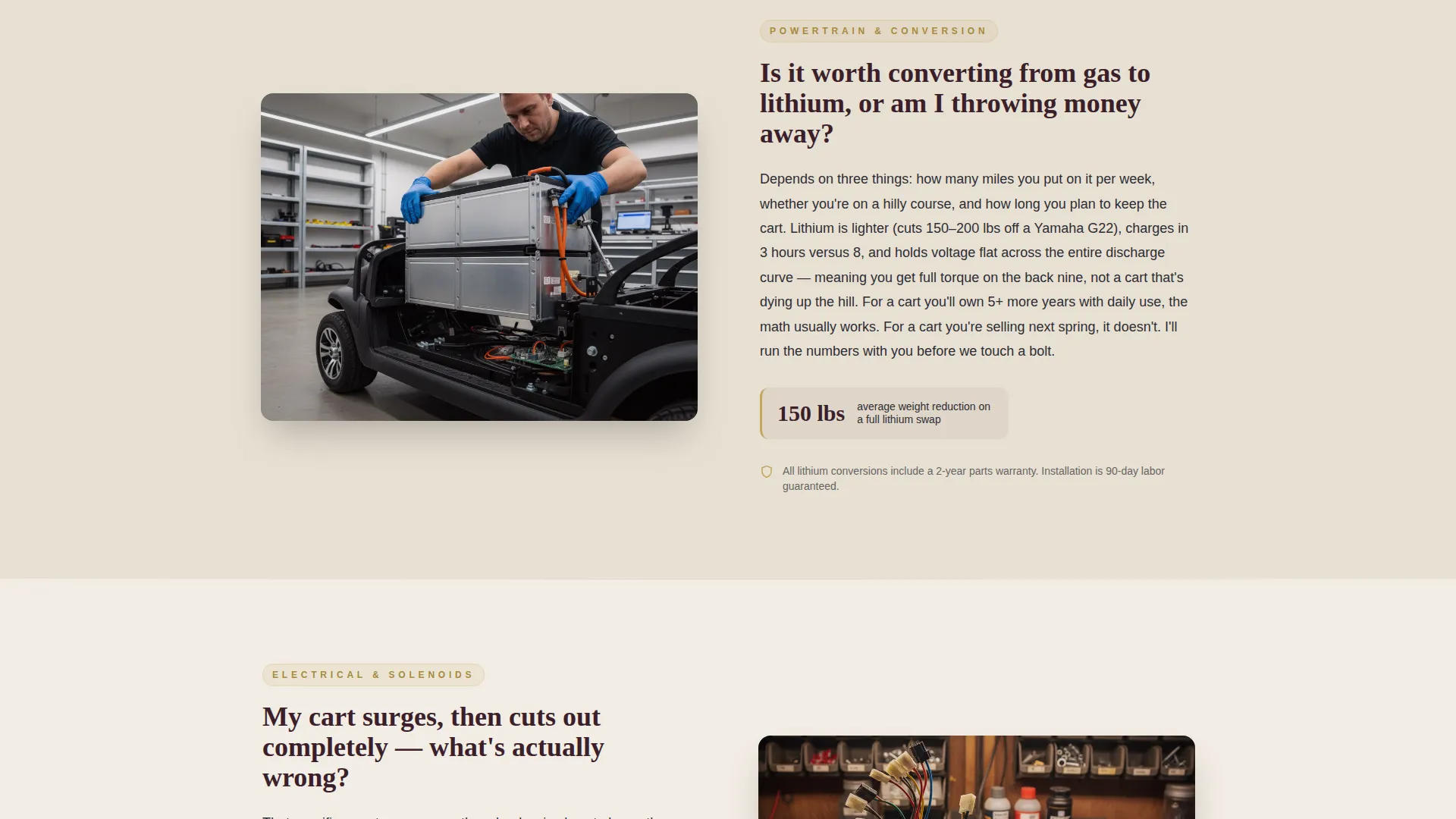 Golf Cart Mechanic Business FAQ Website Template