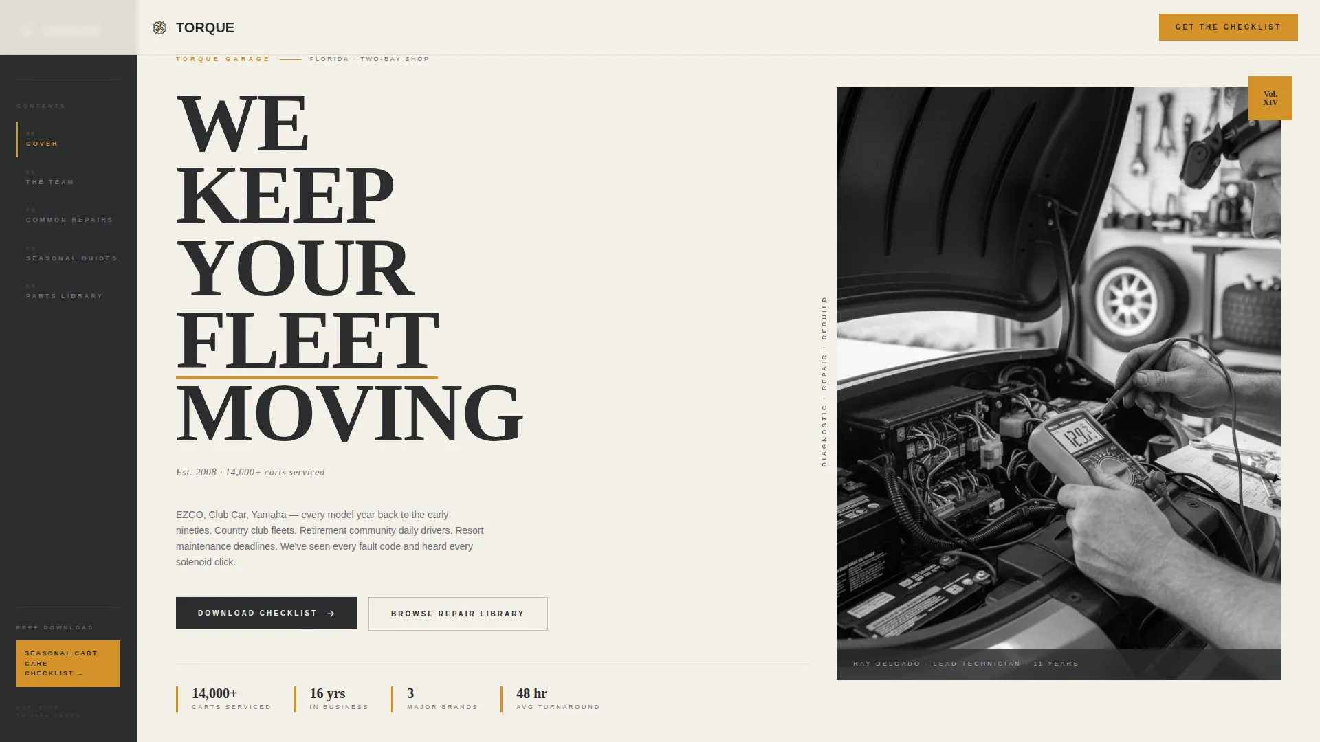 Golf Cart Mechanic Landing Page Template