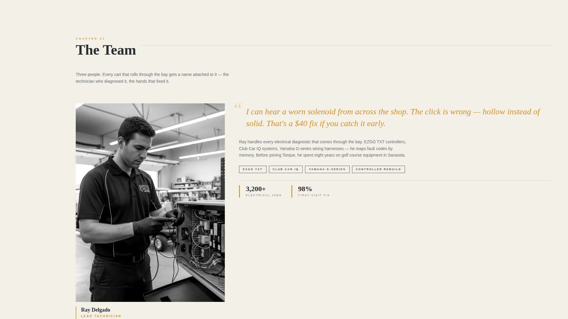 Golf Cart Mechanic Landing Page Template