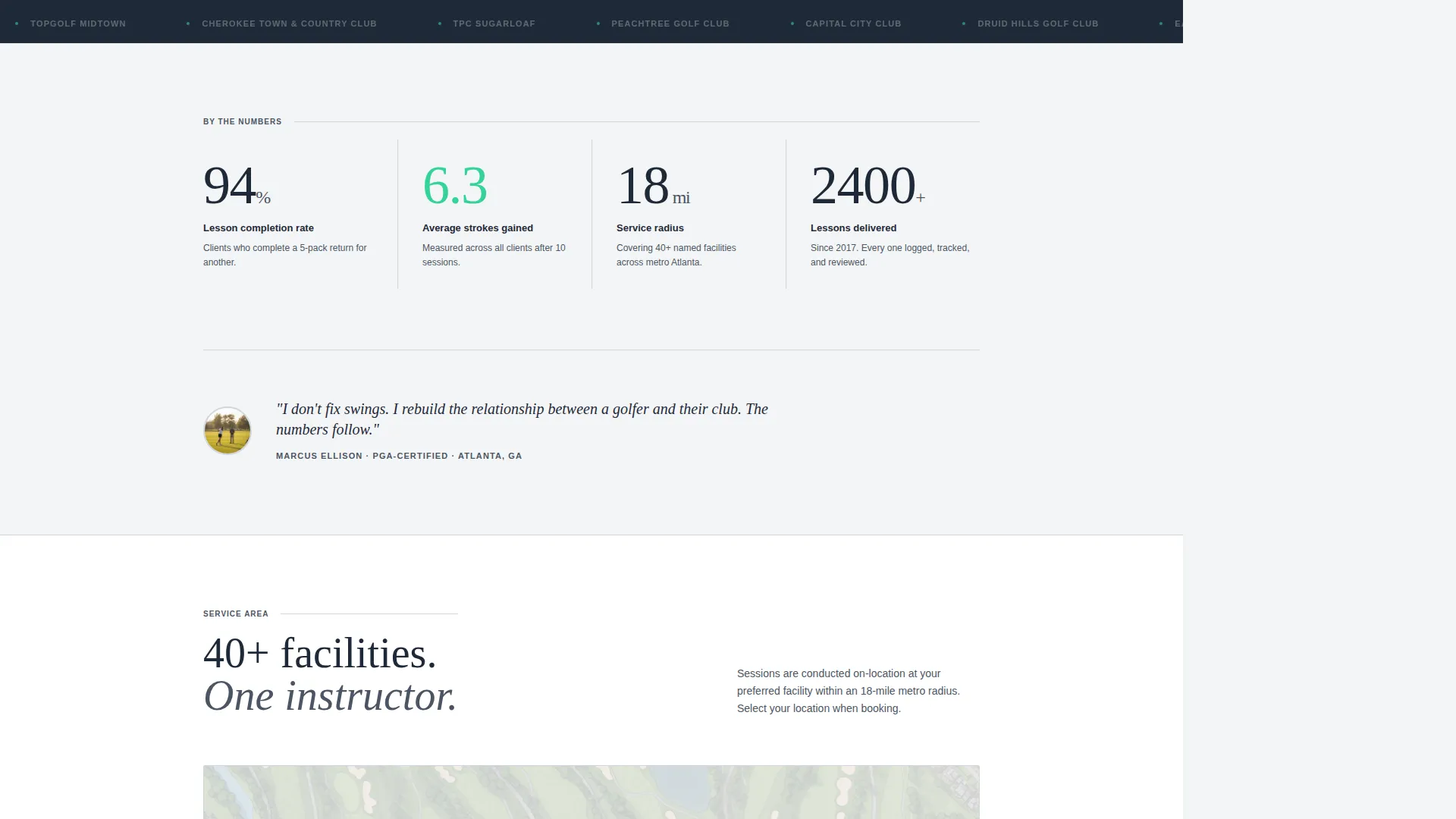 Golf Instructor Service Area Landing Page Template