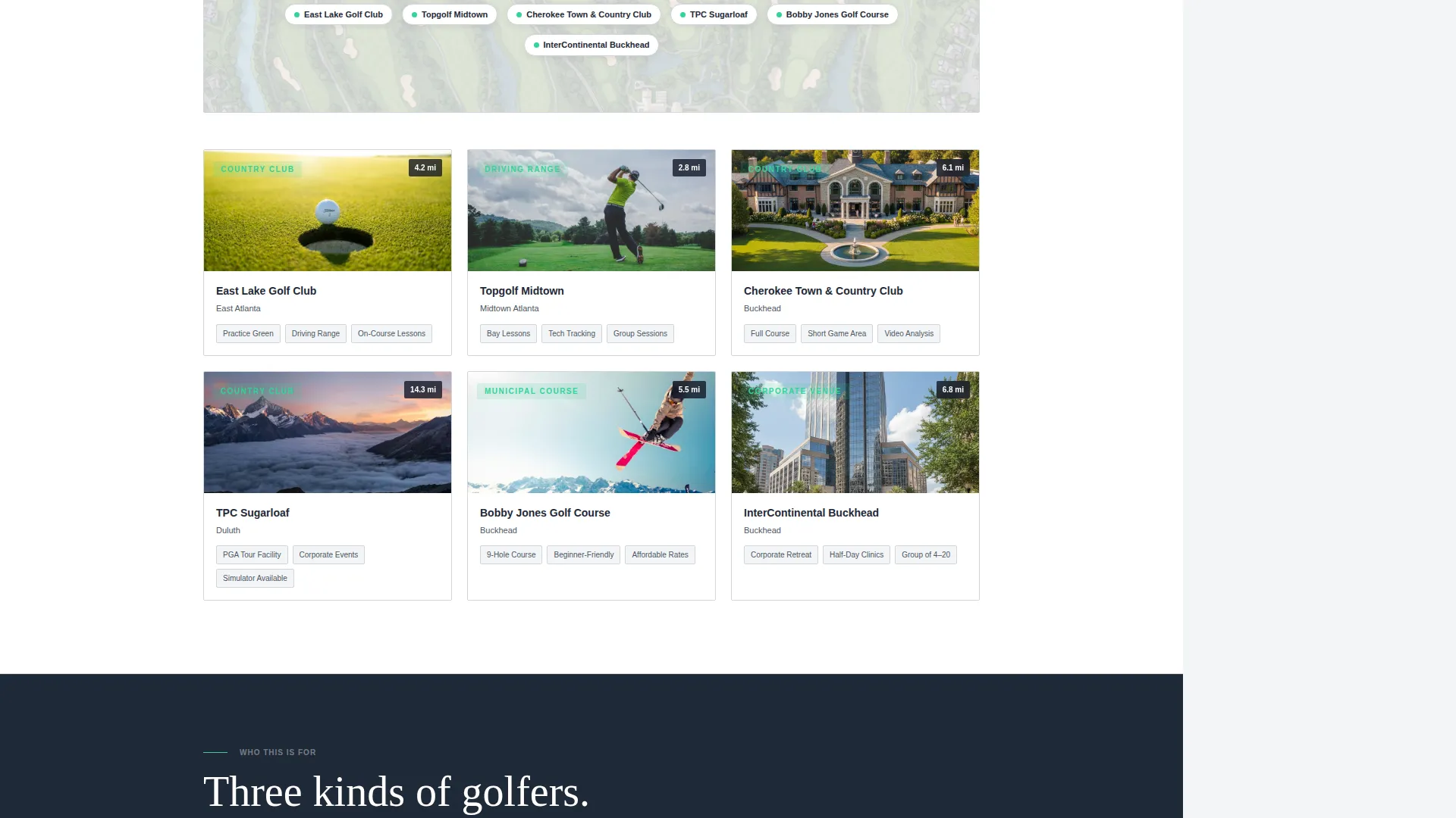 Golf Instructor Service Area Landing Page Template