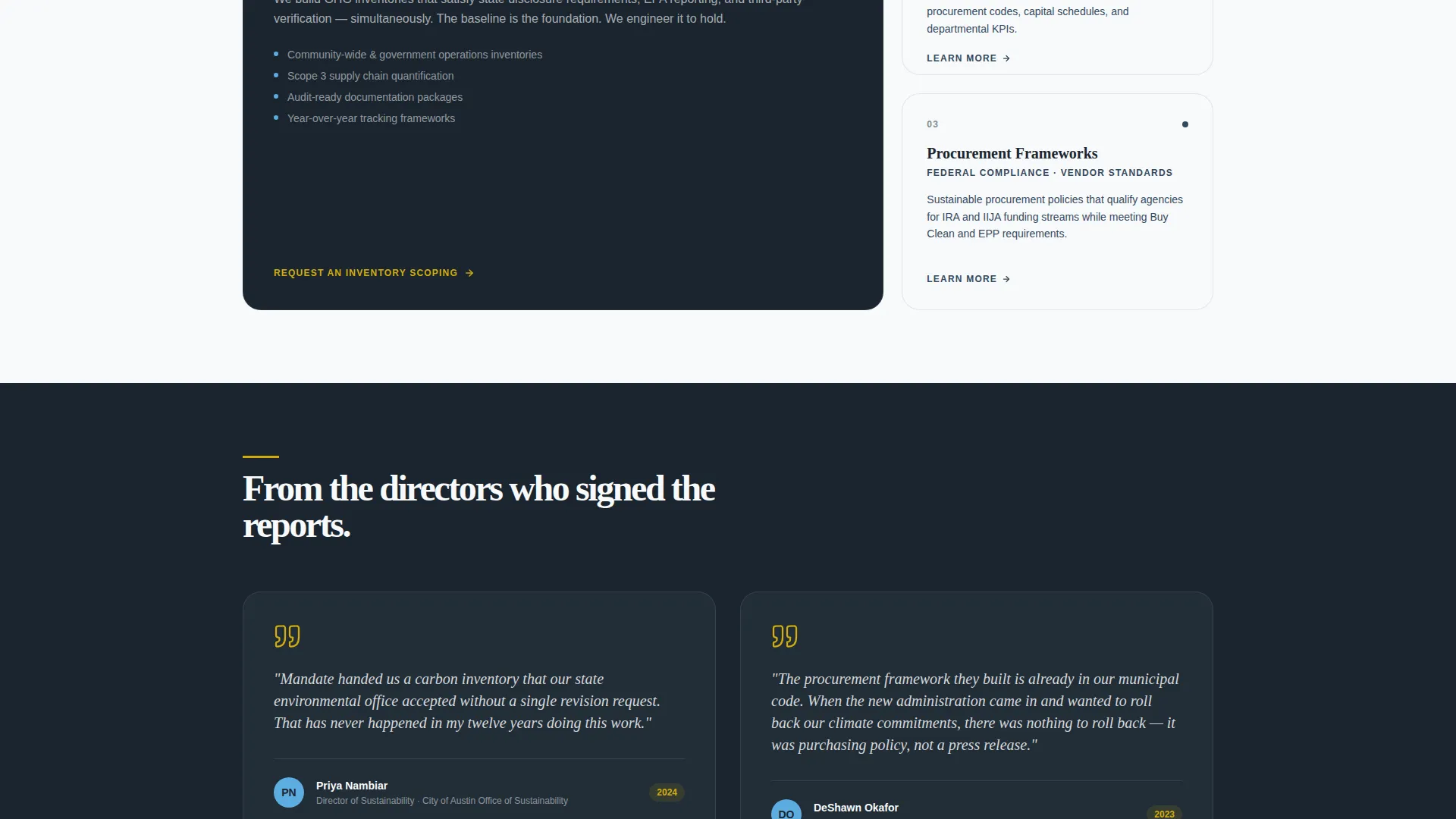 Government Sustainability Consultant Landing Page