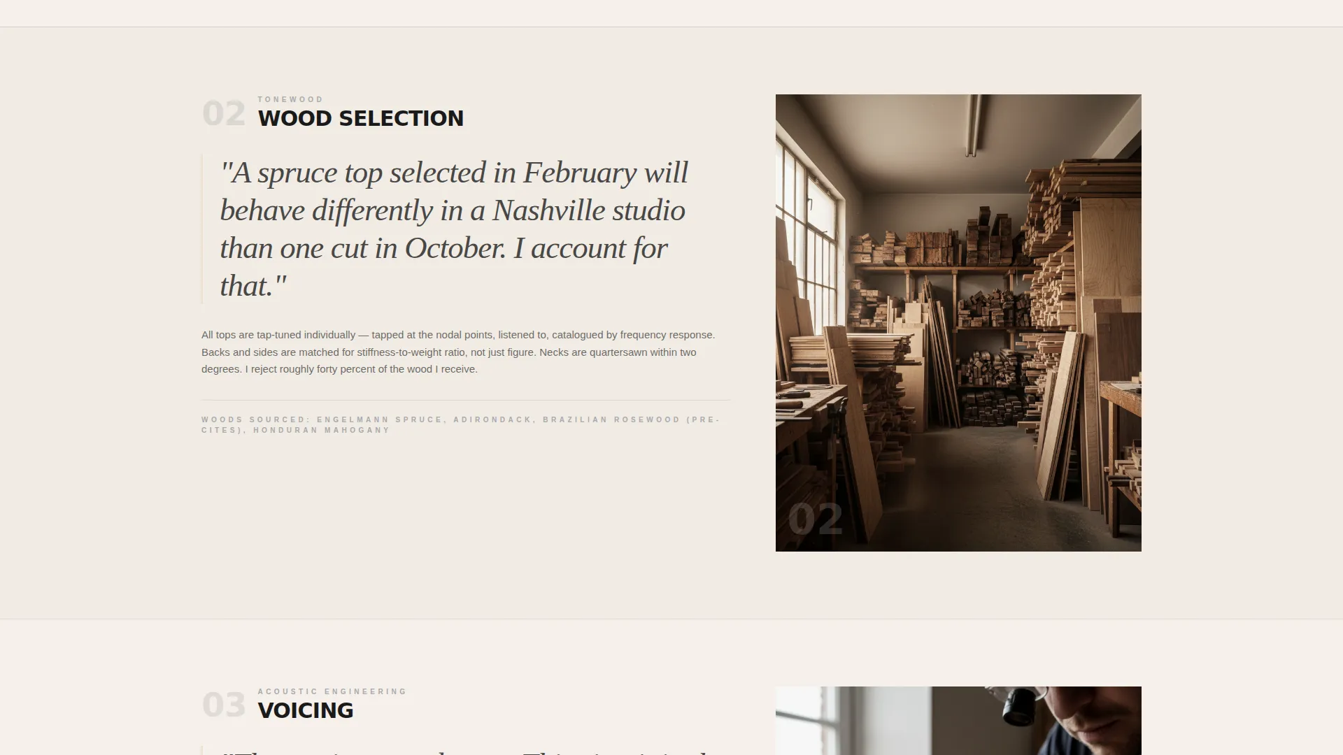 Landing Page Template for Custom Guitar Builders