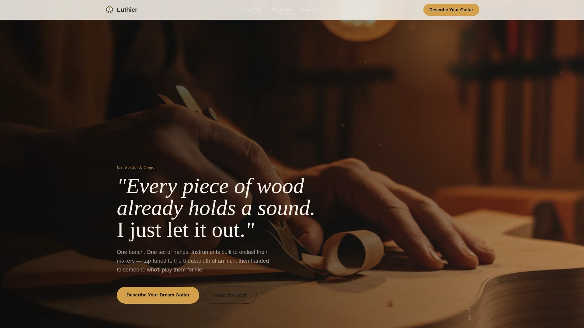 Landing Page Template for Custom Guitar Builders