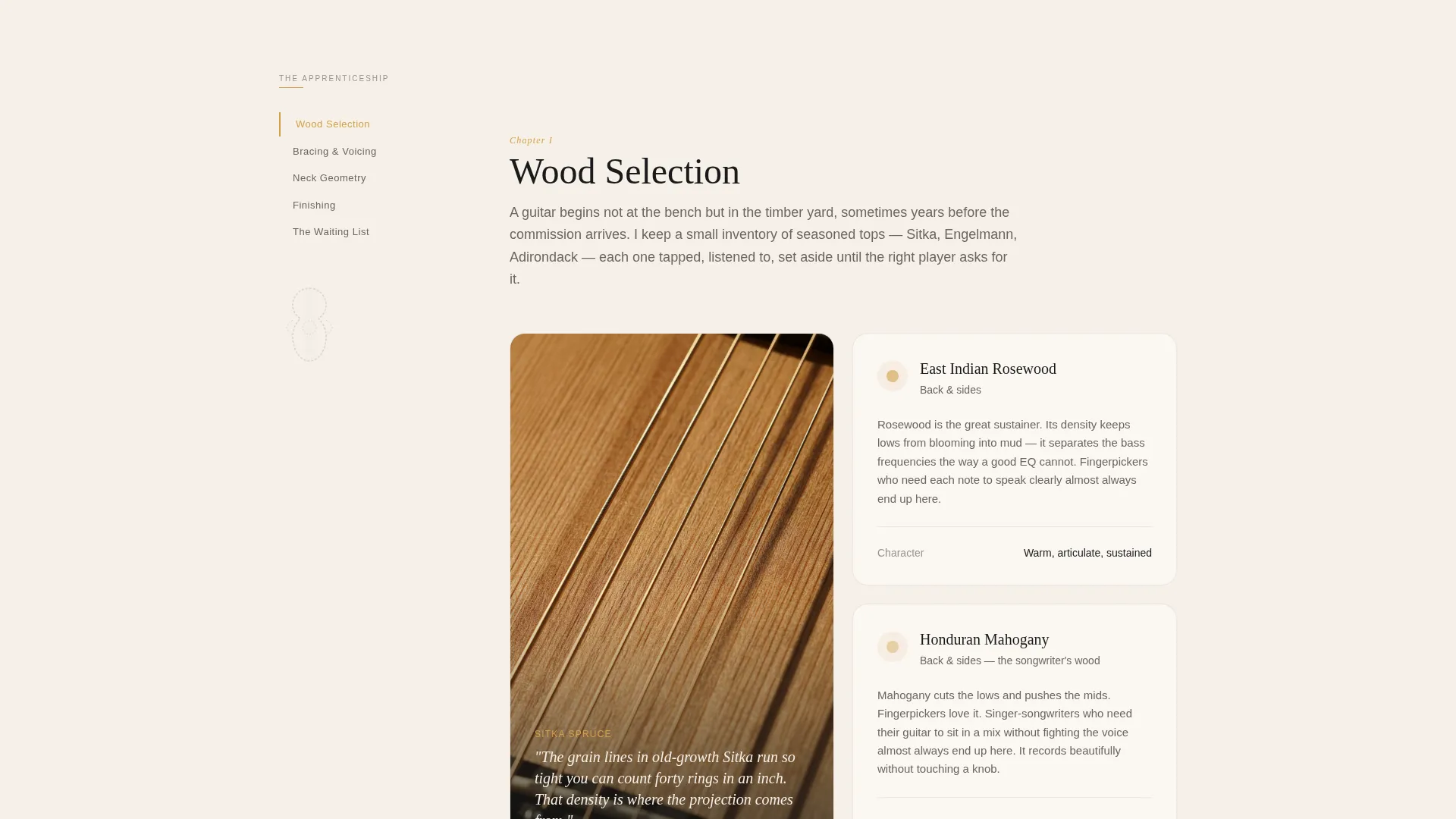 Landing Page Template for Custom Guitar Builders