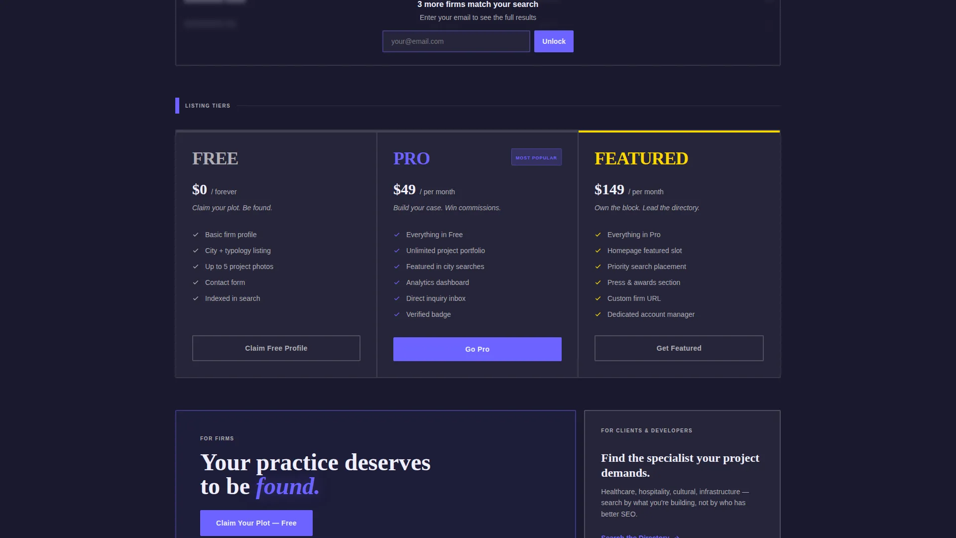 Architecture Directory Bento Grid Landing Page
