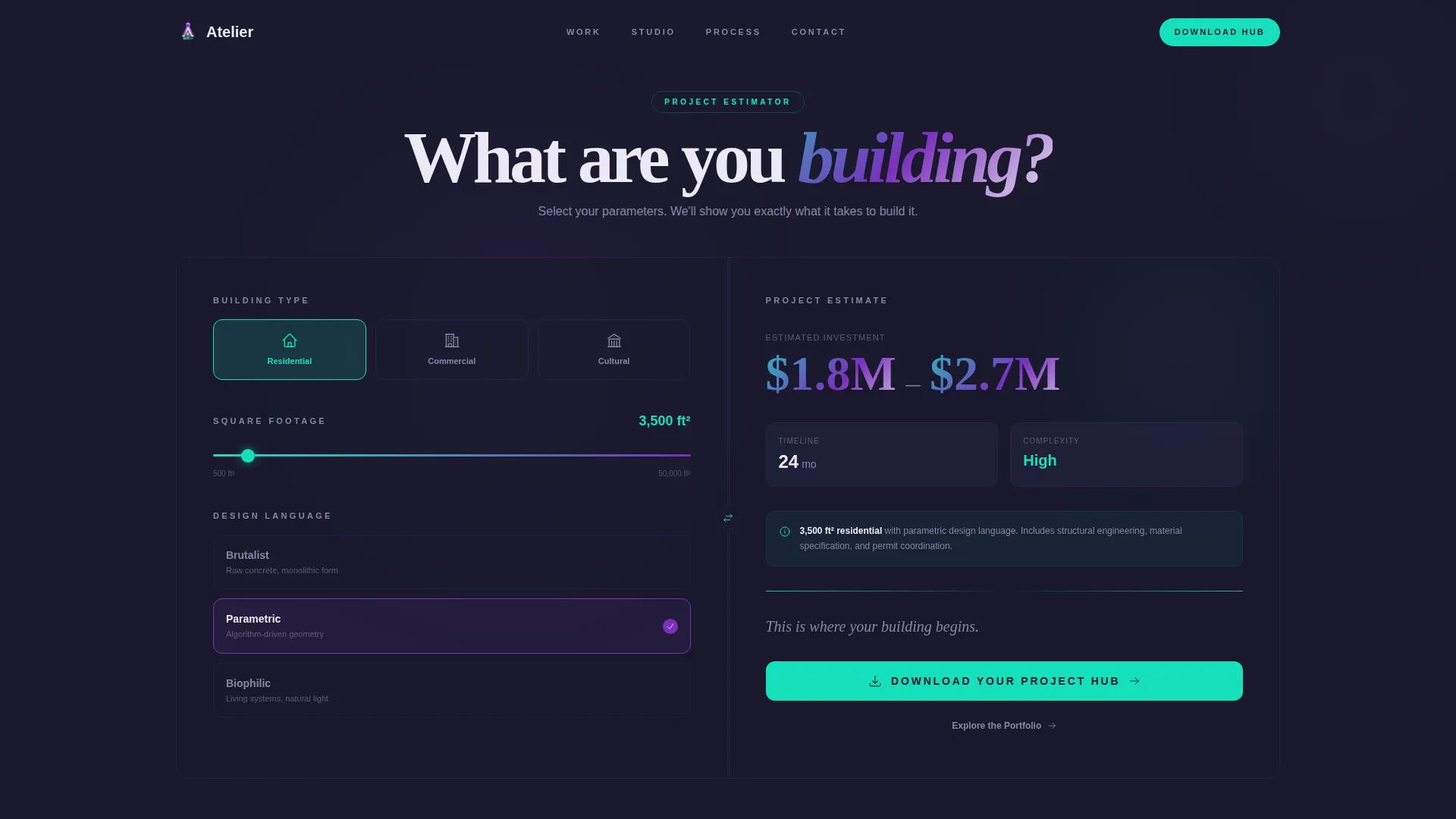 Iridescent Architecture Firm Landing Page Template