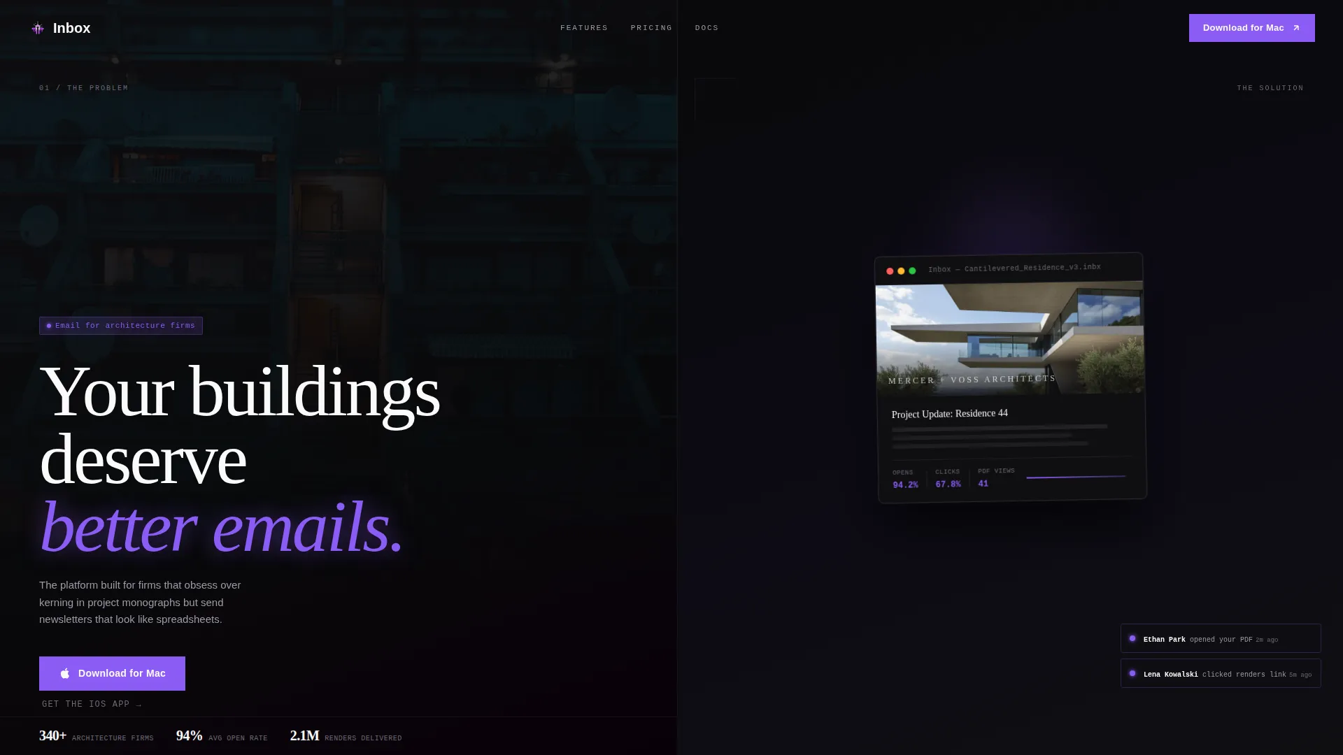 Bold Architecture Firm Email Marketing Landing Page