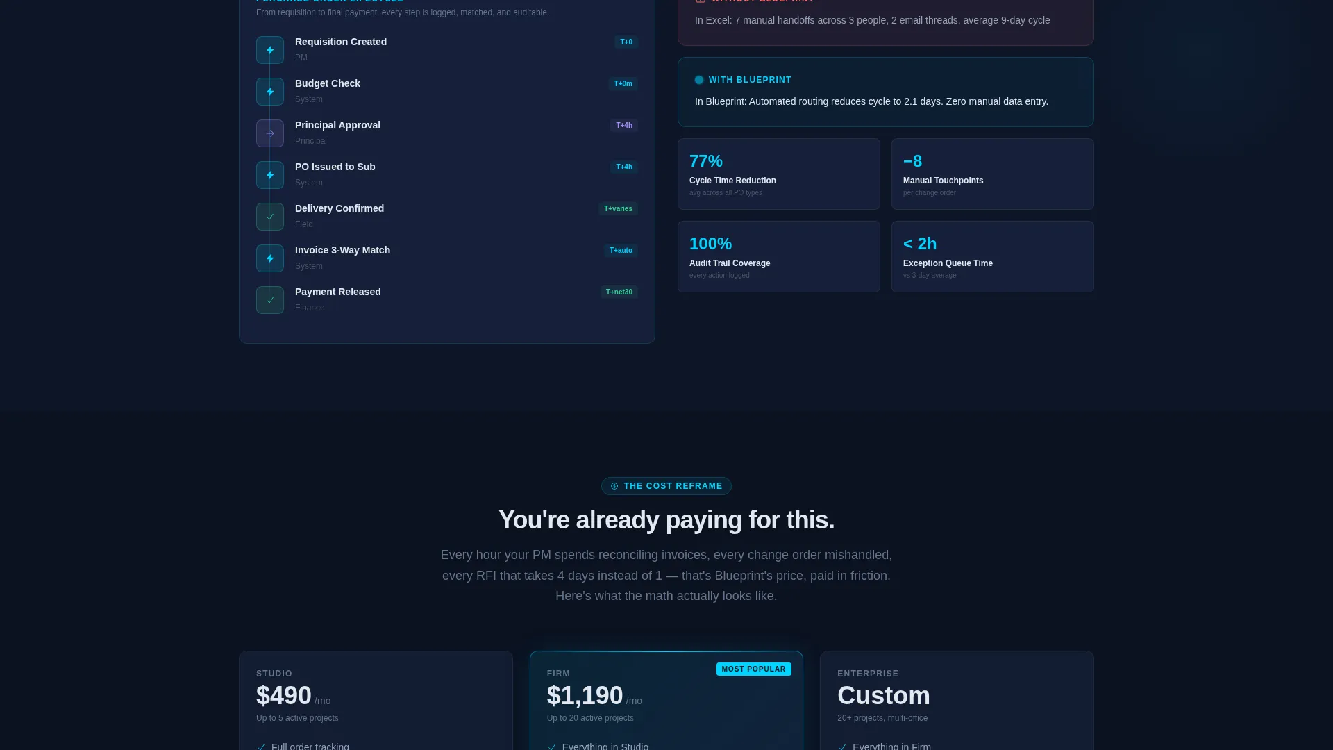 Architecture Firm Order Management Landing Page