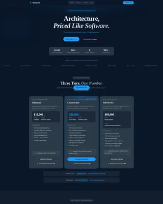 Transparent Architecture Firm Pricing Landing Page